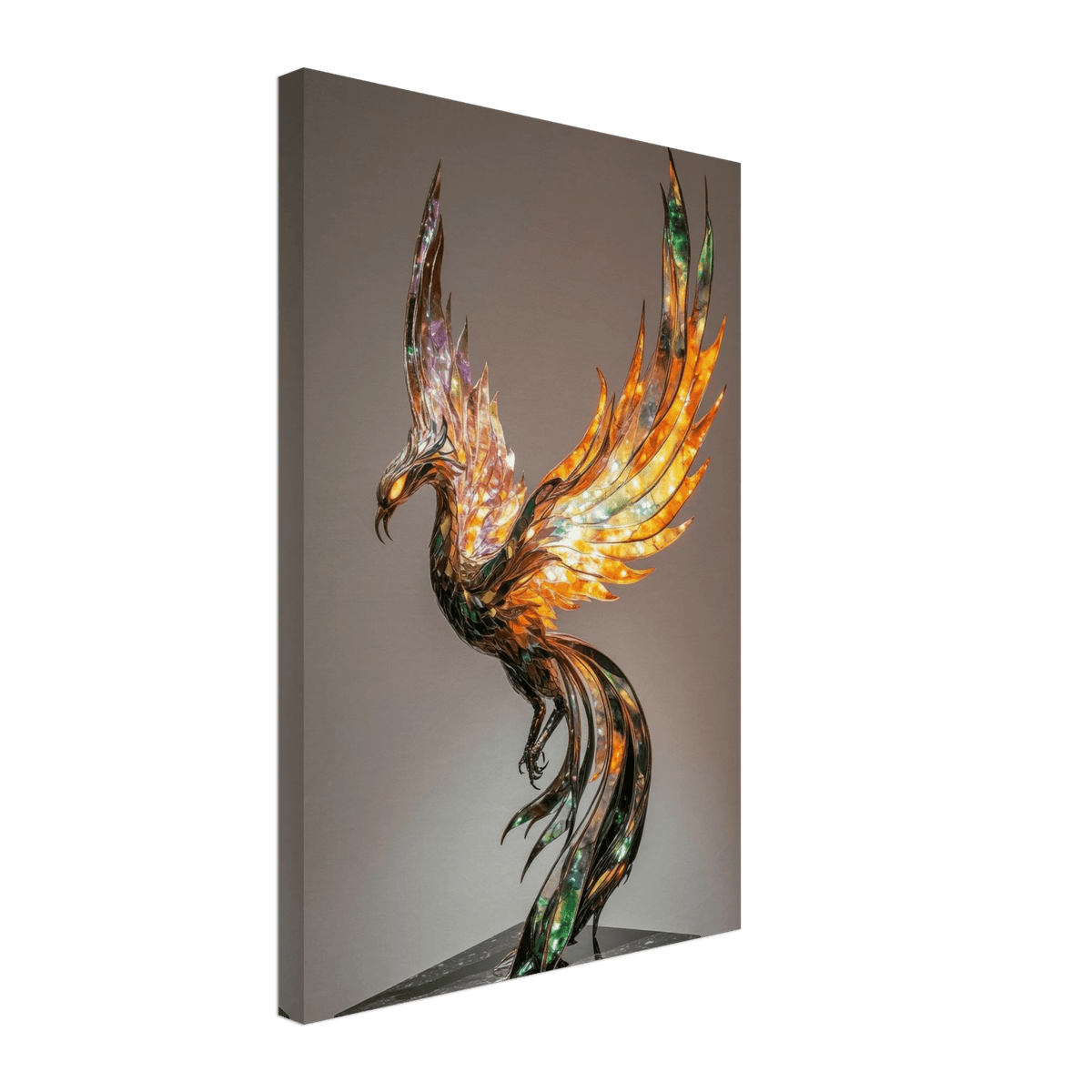 A metal fire opal Phoenix statue - Shop Ai Art WebShop - Digital Art online Store