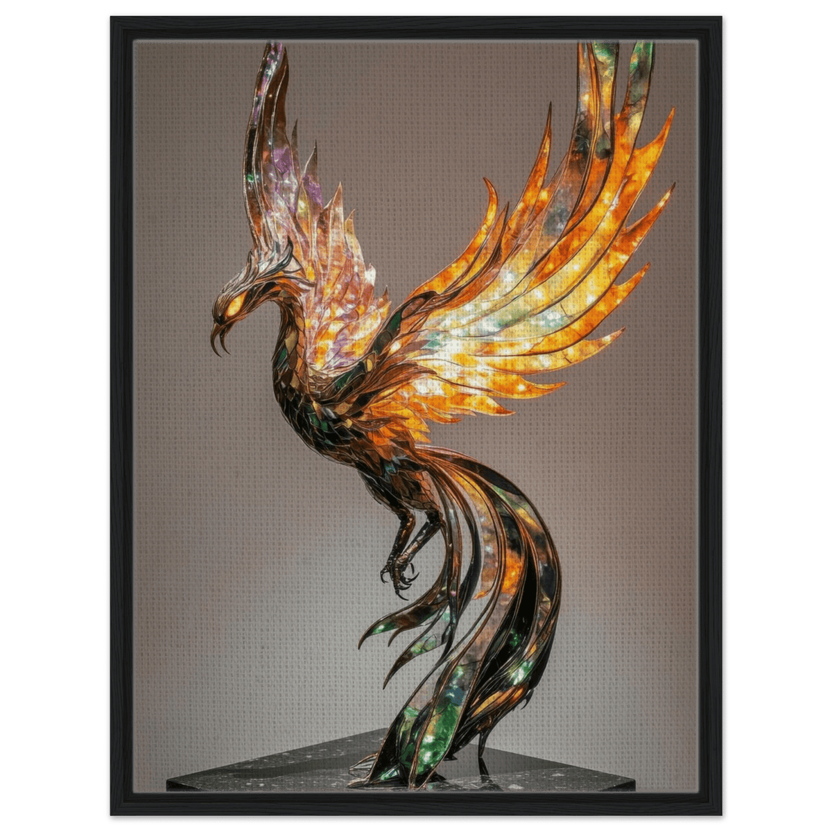 A metal fire opal Phoenix statue - Shop Ai Art WebShop - Digital Art online Store