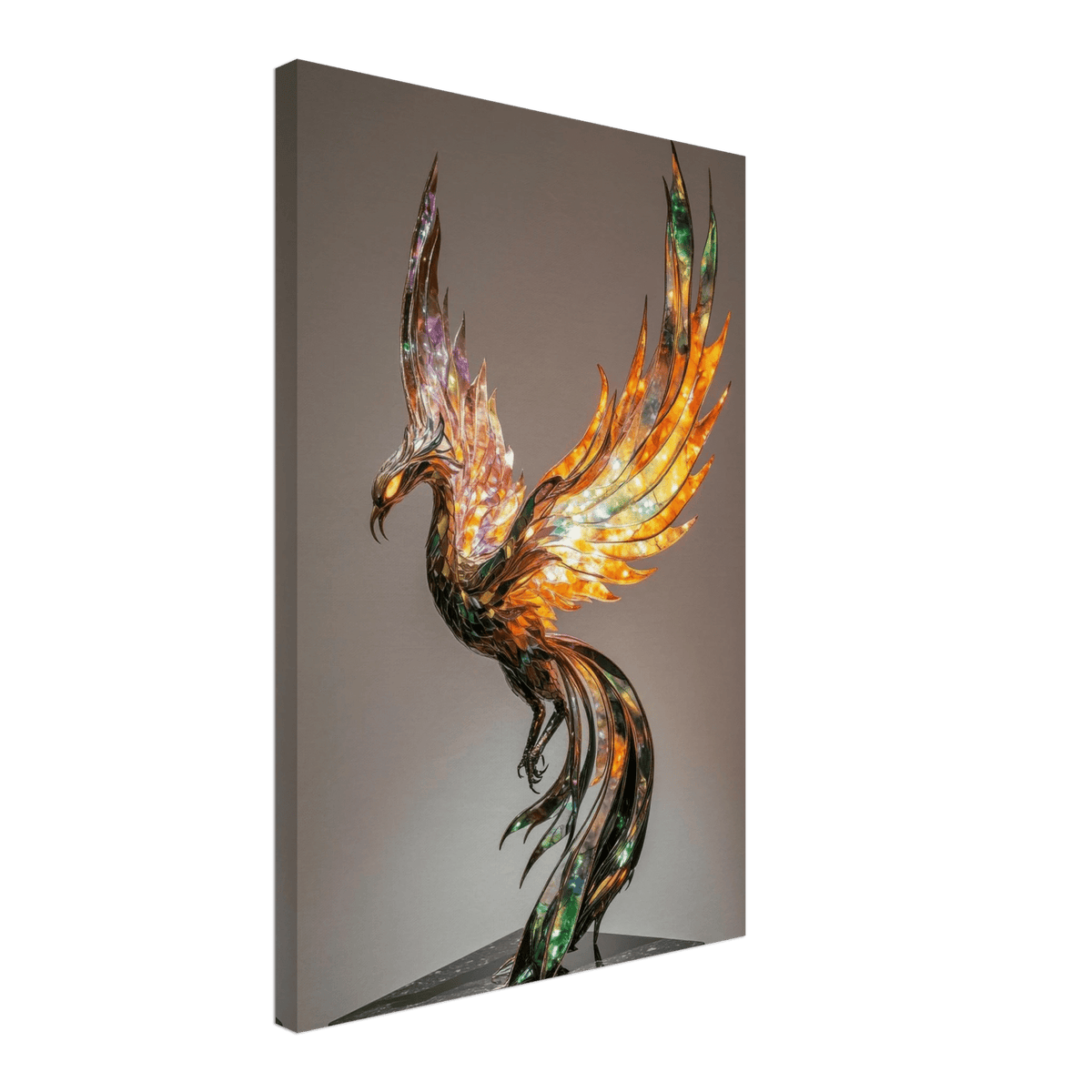 A metal fire opal Phoenix statue - Shop Ai Art WebShop - Digital Art online Store
