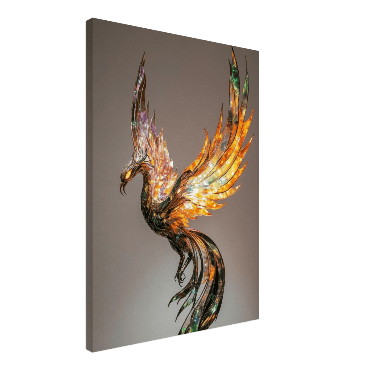 A metal fire opal Phoenix statue - Shop Ai Art WebShop - Digital Art online Store