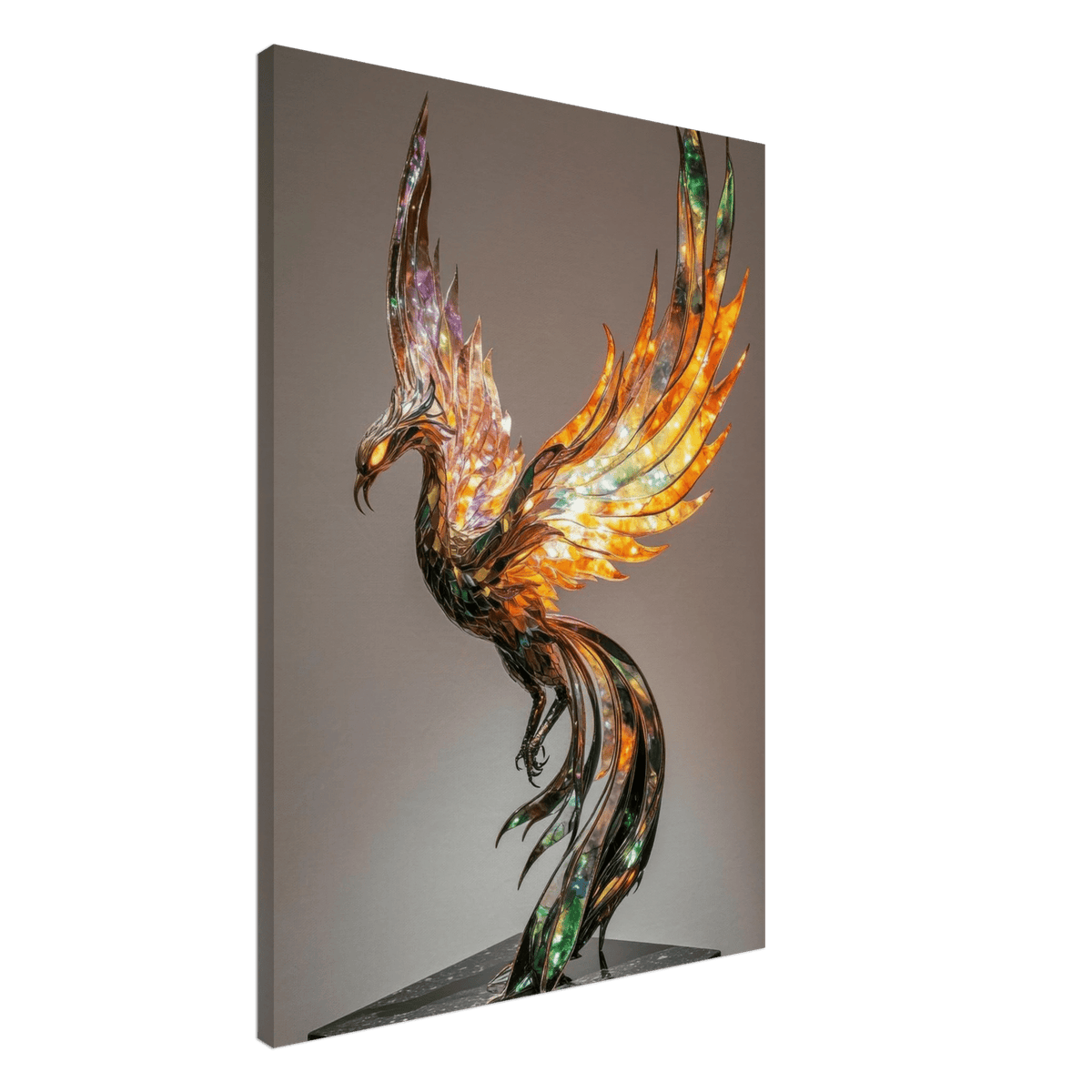 A metal fire opal Phoenix statue - Shop Ai Art WebShop - Digital Art online Store