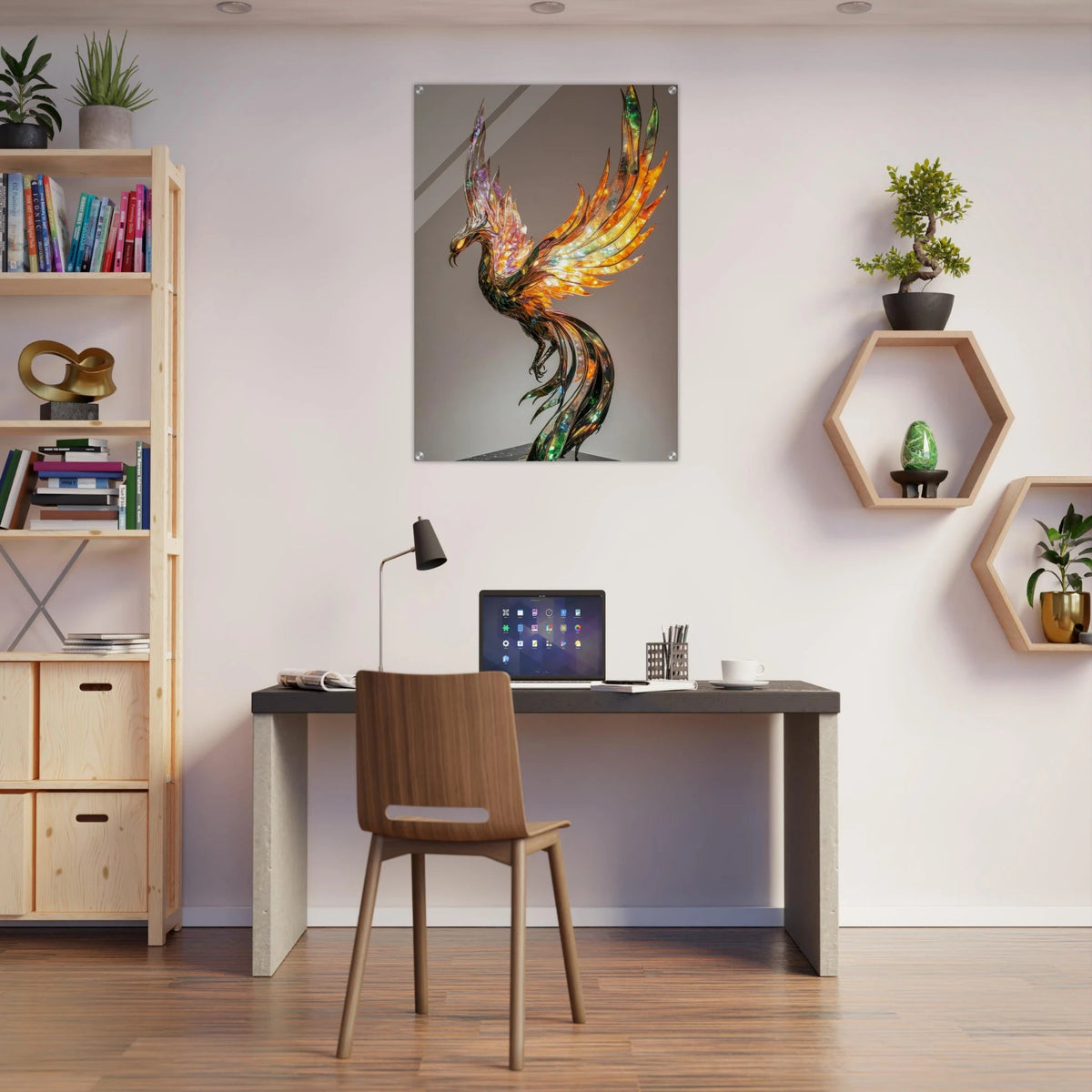 A metal fire opal Phoenix statue - Shop Ai Art WebShop - Digital Art online Store