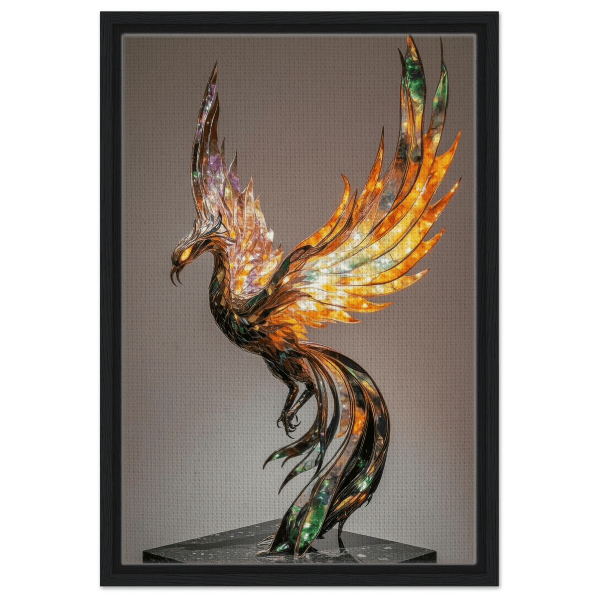 A metal fire opal Phoenix statue - Shop Ai Art WebShop - Digital Art online Store