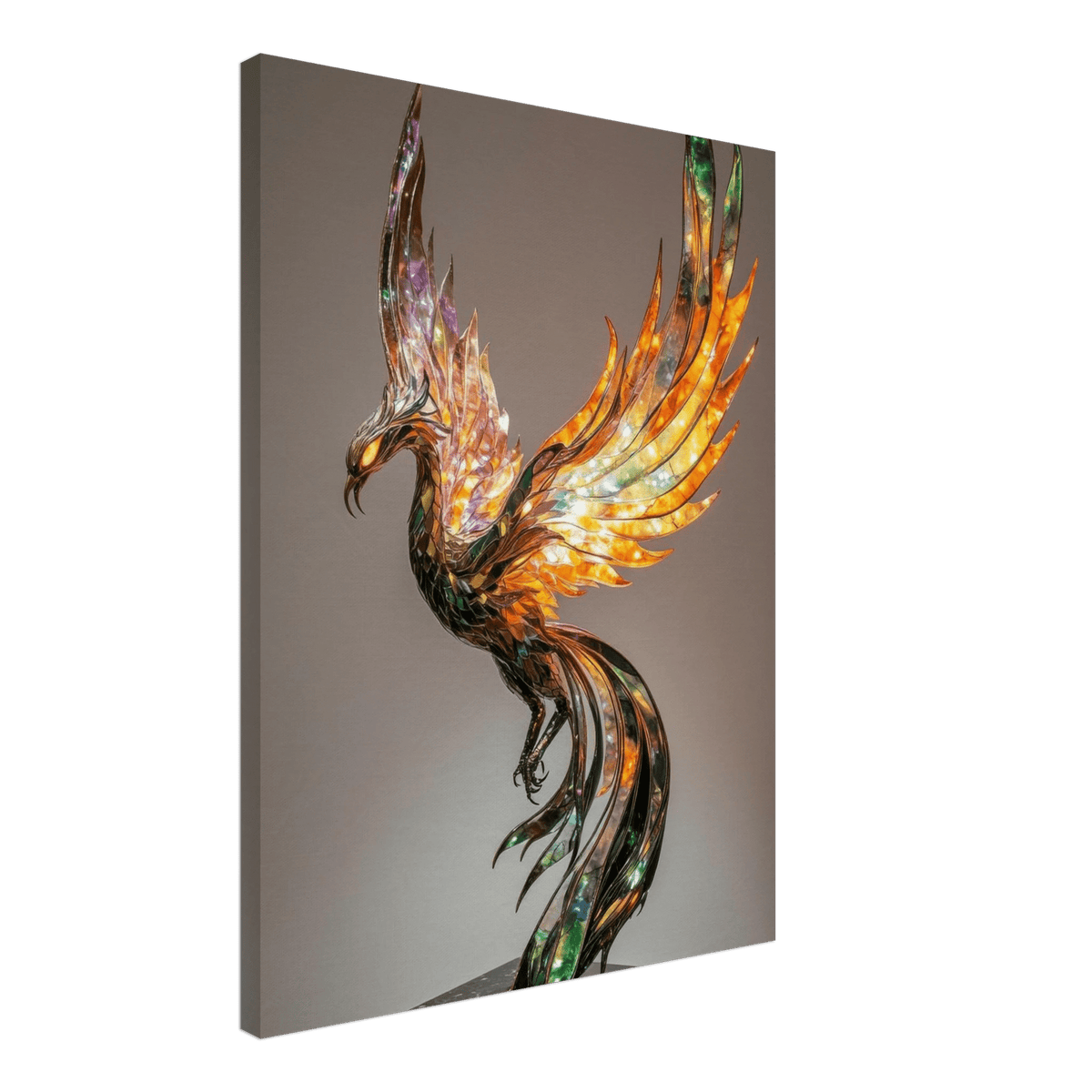 A metal fire opal Phoenix statue - Shop Ai Art WebShop - Digital Art online Store