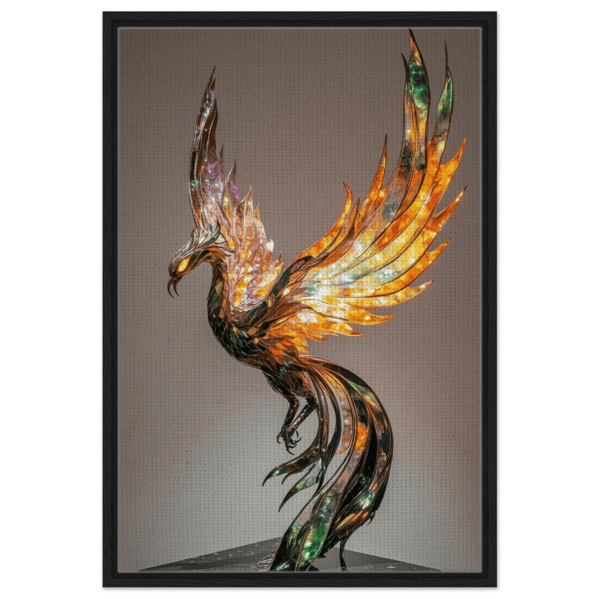 A metal fire opal Phoenix statue - Shop Ai Art WebShop - Digital Art online Store