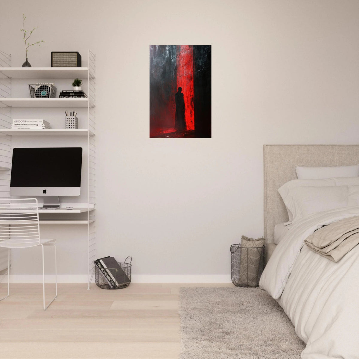 A mysterious figure with an elongated shadow sta 2 - Shop Ai Art WebShop - Digital Art online Store