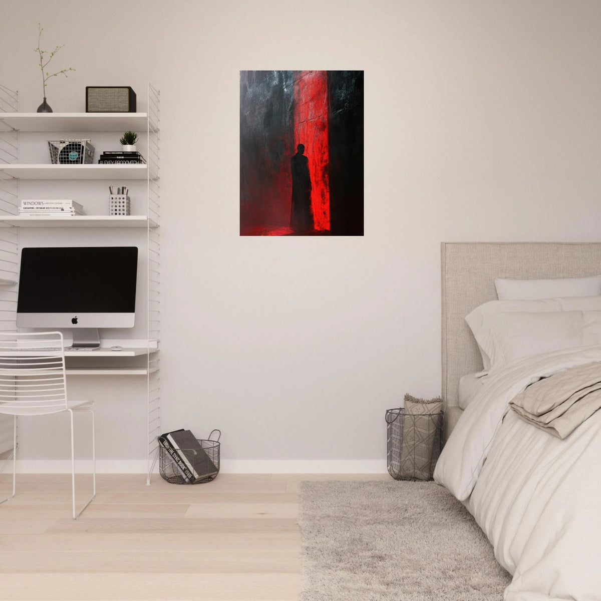 A mysterious figure with an elongated shadow sta 2 - Shop Ai Art WebShop - Digital Art online Store