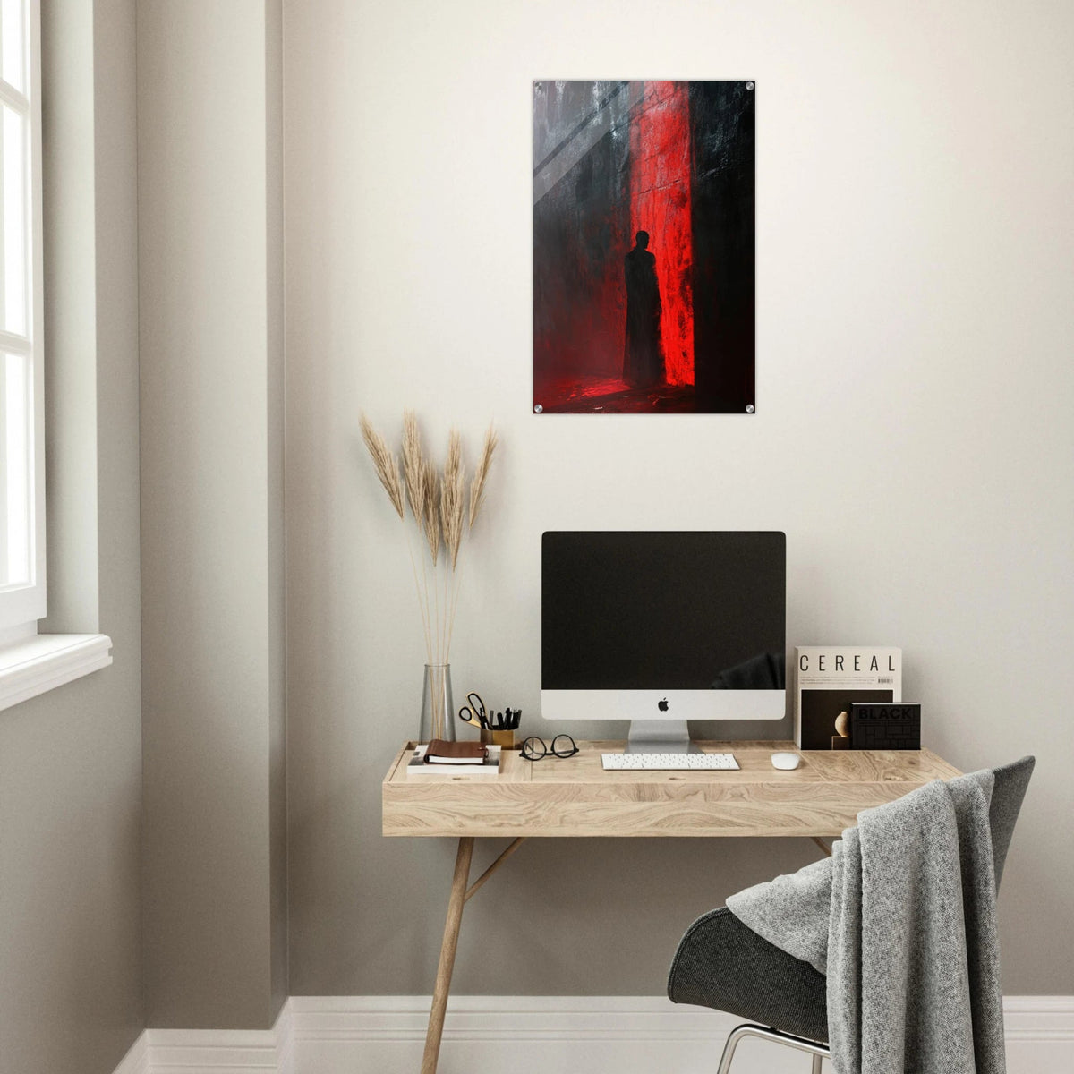 A mysterious figure with an elongated shadow sta 2 - Shop Ai Art WebShop - Digital Art online Store