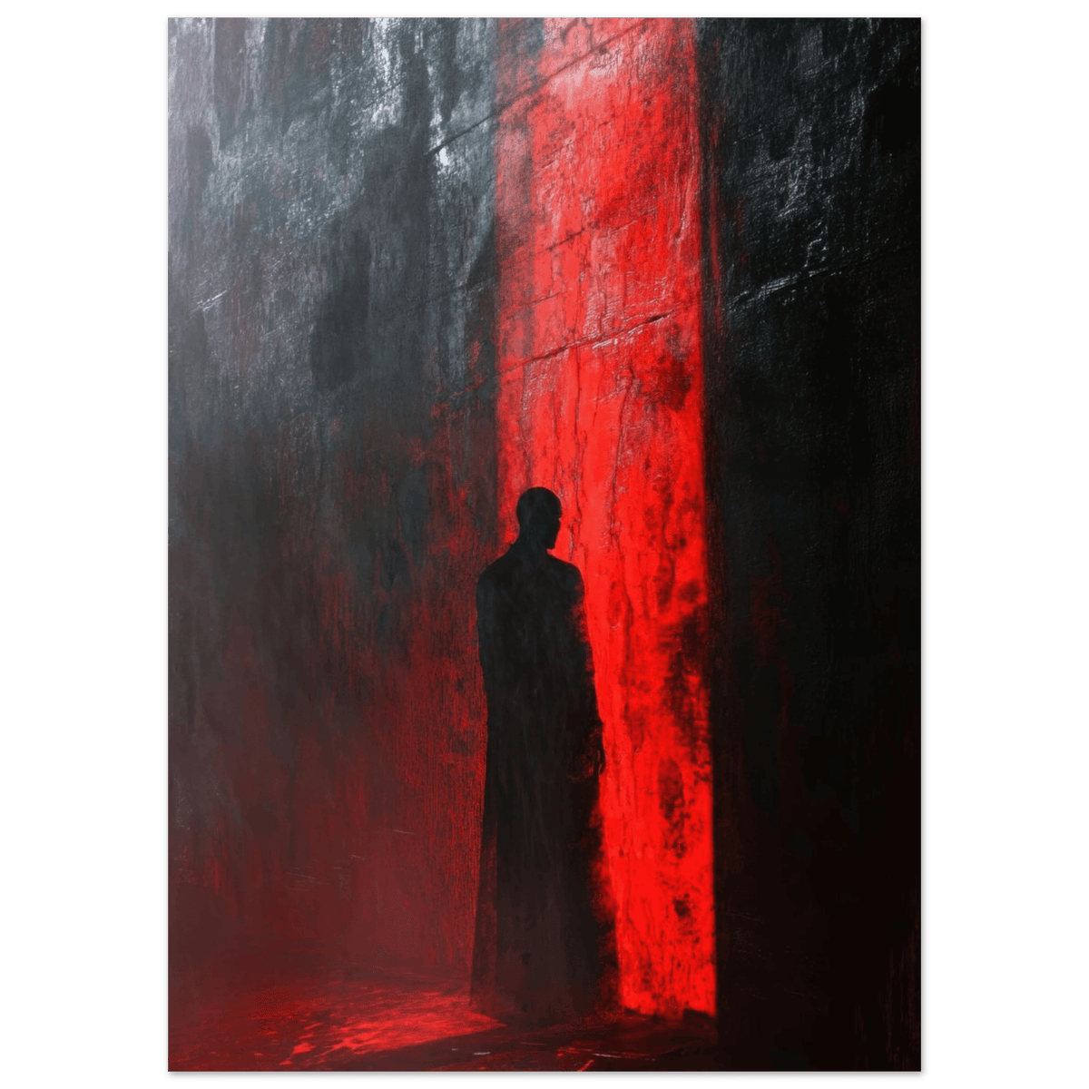 A mysterious figure with an elongated shadow sta 2 - Shop Ai Art WebShop - Digital Art online Store