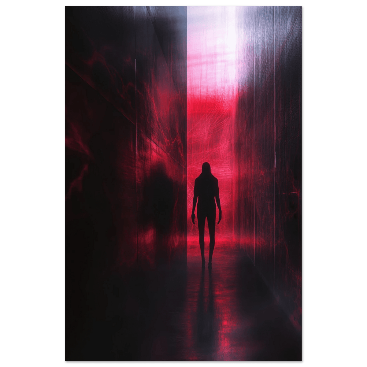 A mysterious figure with an elongated shadow sta - Shop Ai Art WebShop - Digital Art online Store