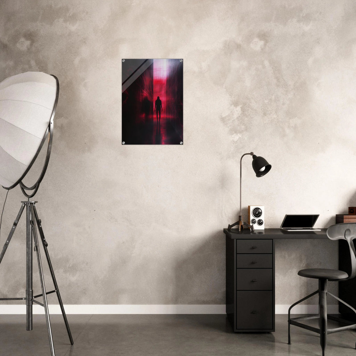 A mysterious figure with an elongated shadow sta - Shop Ai Art WebShop - Digital Art online Store