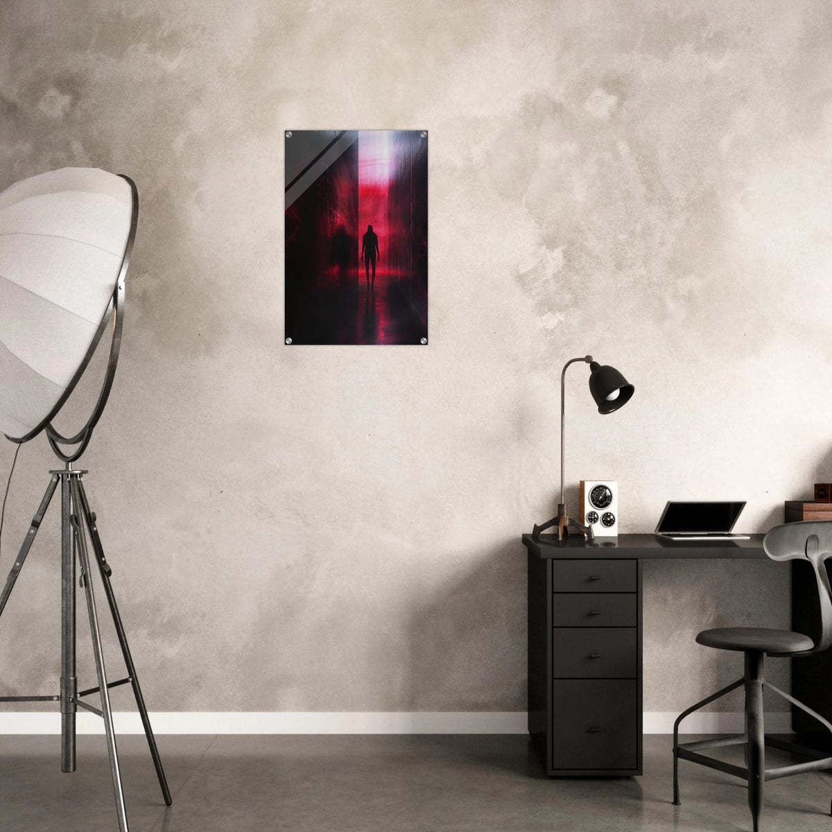A mysterious figure with an elongated shadow sta - Shop Ai Art WebShop - Digital Art online Store