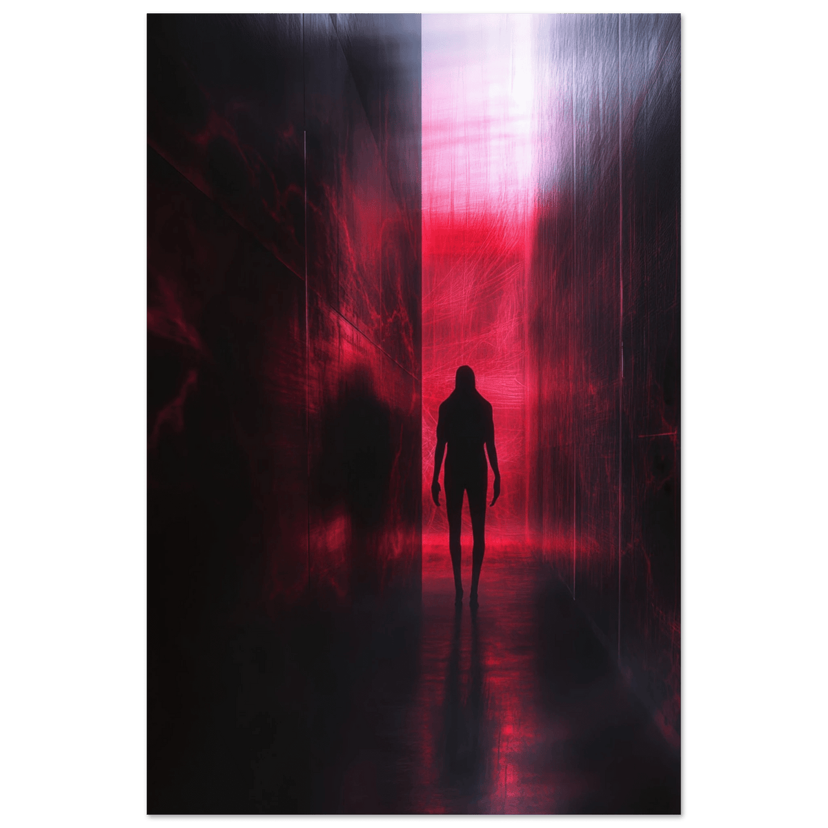 A mysterious figure with an elongated shadow sta - Shop Ai Art WebShop - Digital Art online Store