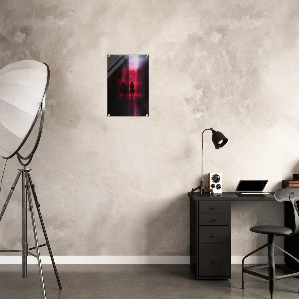 A mysterious figure with an elongated shadow sta - Shop Ai Art WebShop - Digital Art online Store