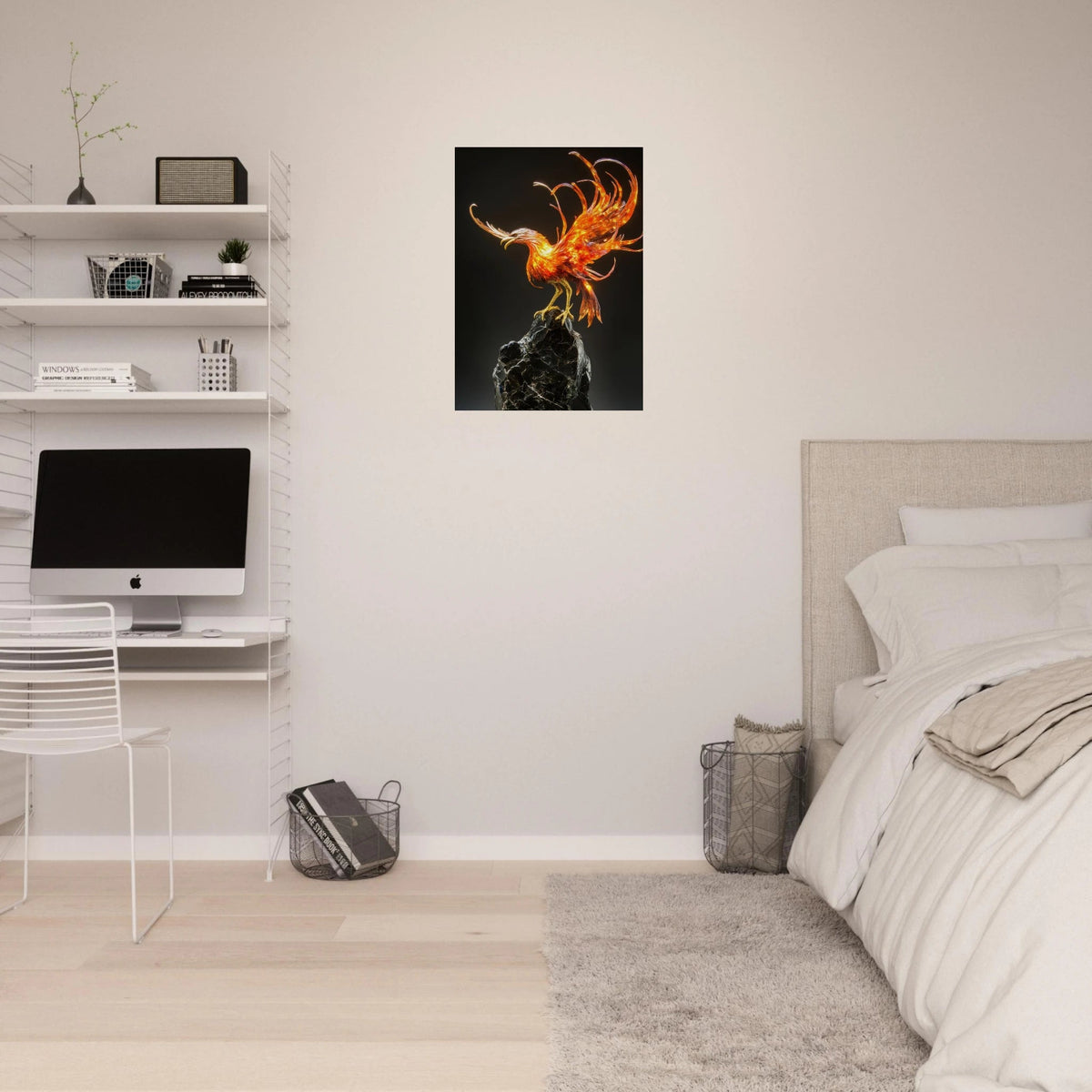 A sculpture of a bird on a rock - Shop Ai Art WebShop - Digital Art online Store