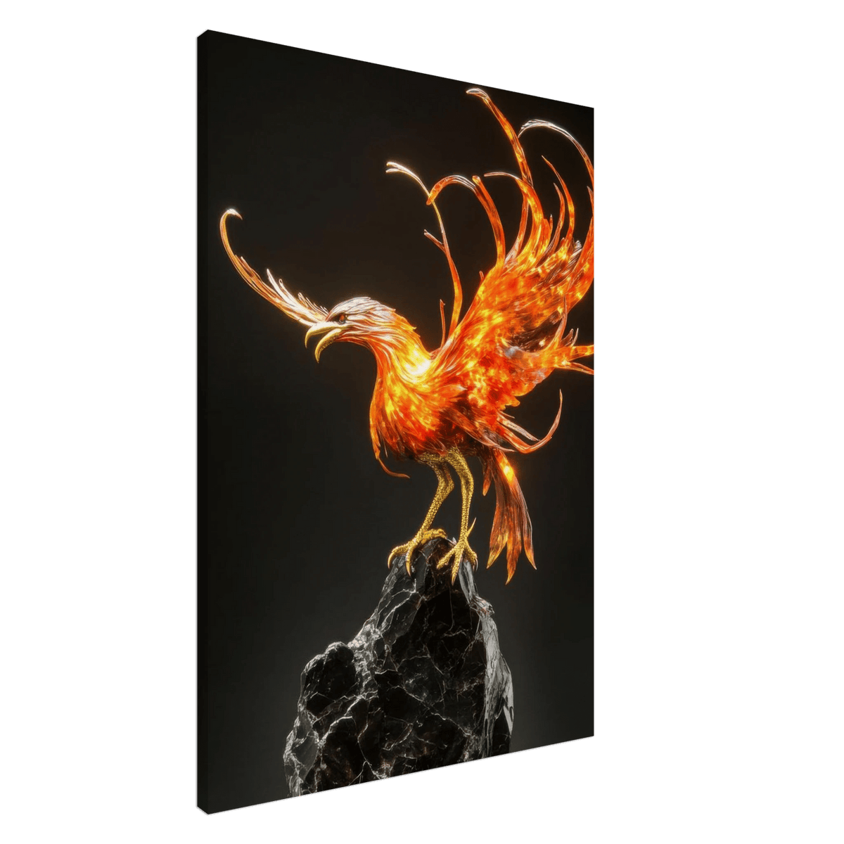 A sculpture of a bird on a rock - Shop Ai Art WebShop - Digital Art online Store