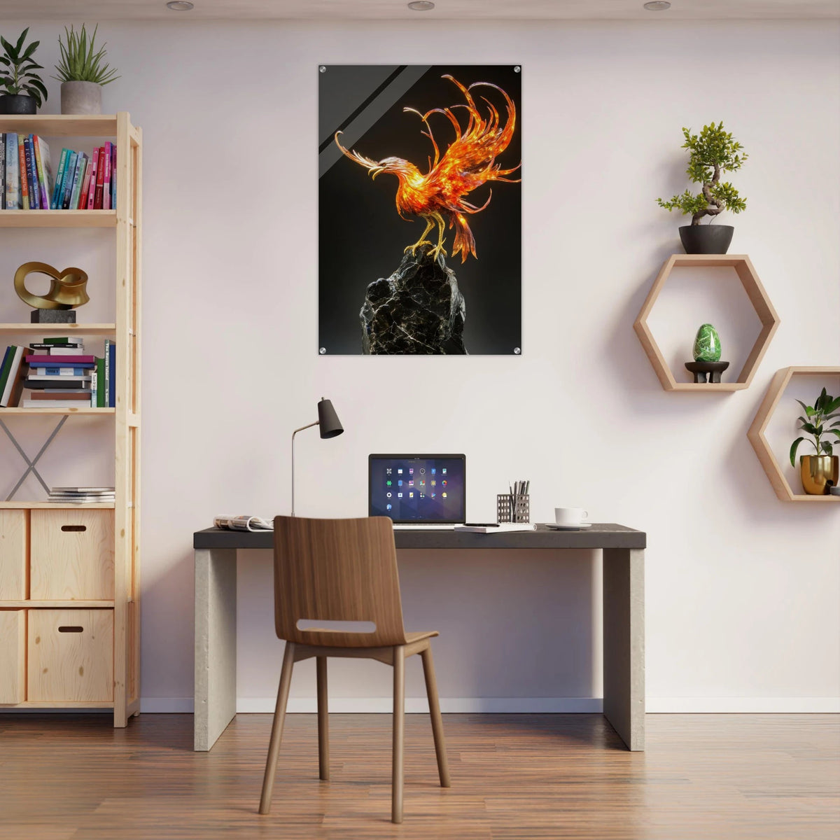 A sculpture of a bird on a rock - Shop Ai Art WebShop - Digital Art online Store