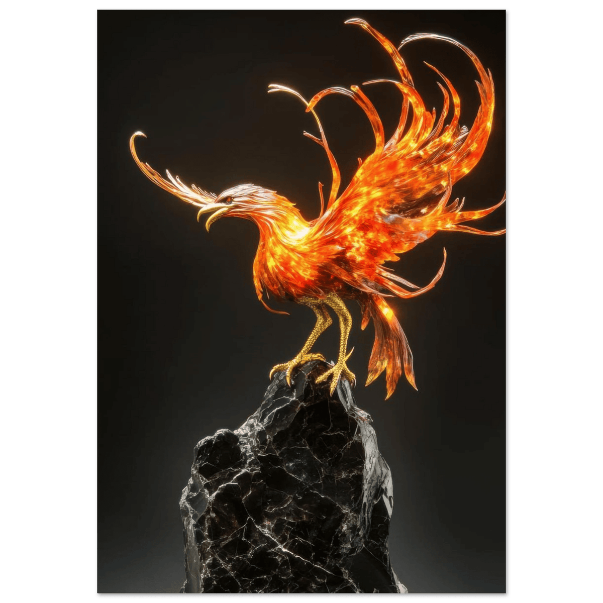 A sculpture of a bird on a rock - Shop Ai Art WebShop - Digital Art online Store