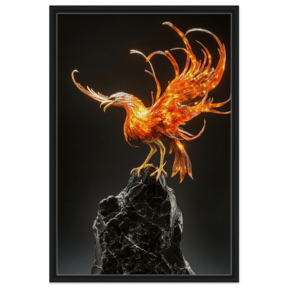 A sculpture of a bird on a rock - Shop Ai Art WebShop - Digital Art online Store