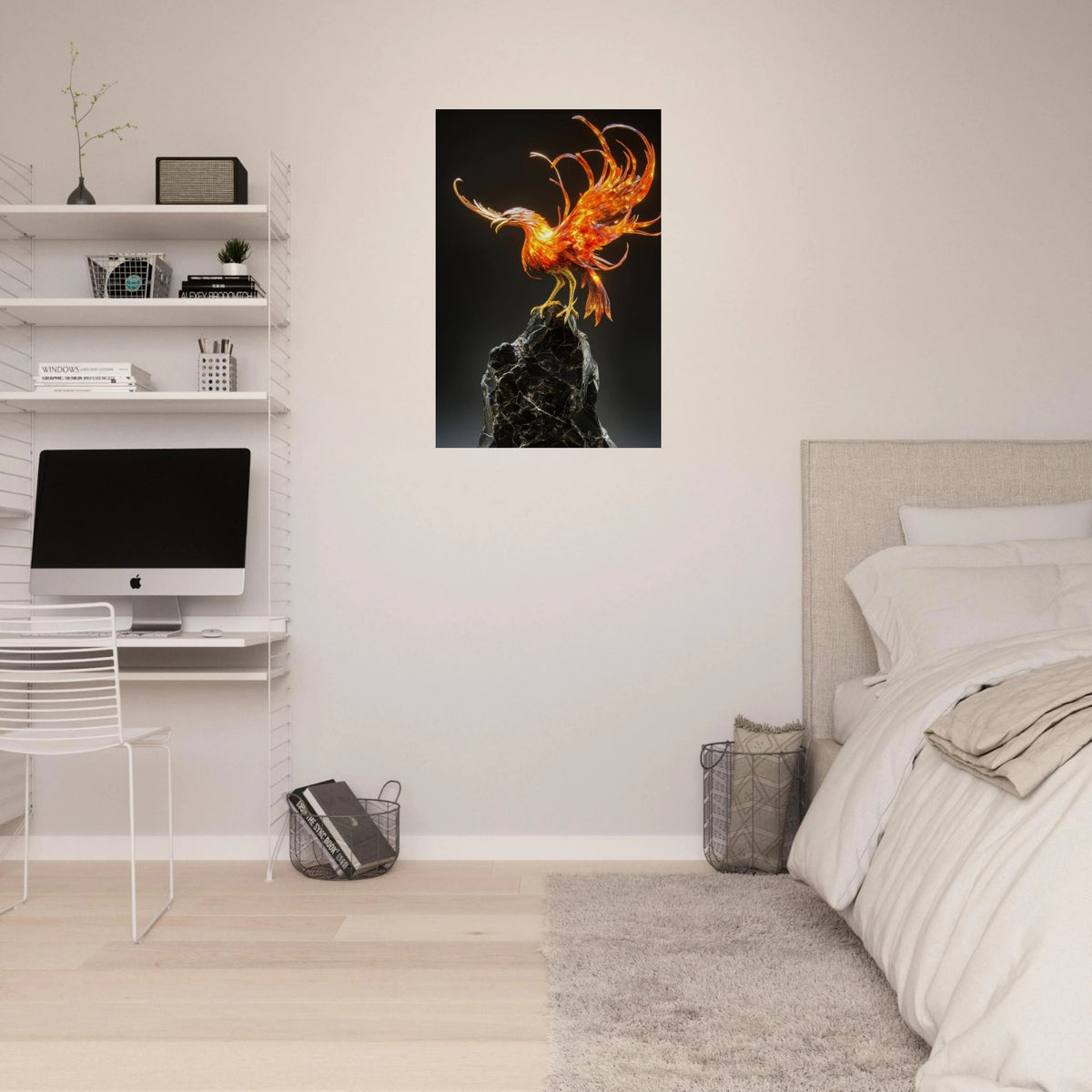 A sculpture of a bird on a rock - Shop Ai Art WebShop - Digital Art online Store