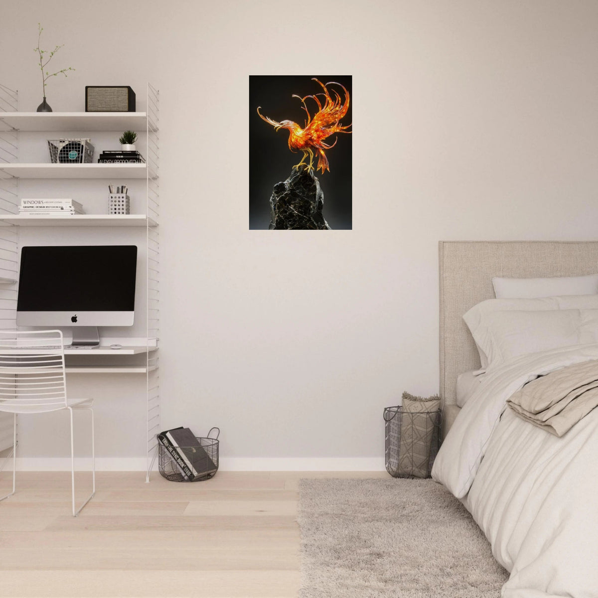 A sculpture of a bird on a rock - Shop Ai Art WebShop - Digital Art online Store