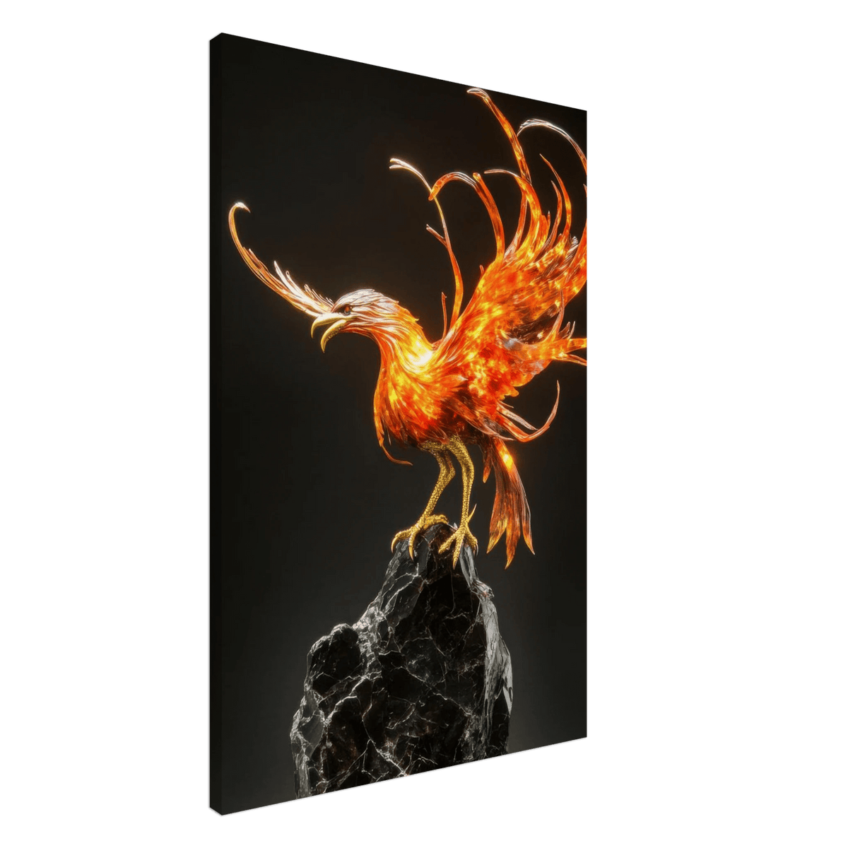 A sculpture of a bird on a rock - Shop Ai Art WebShop - Digital Art online Store