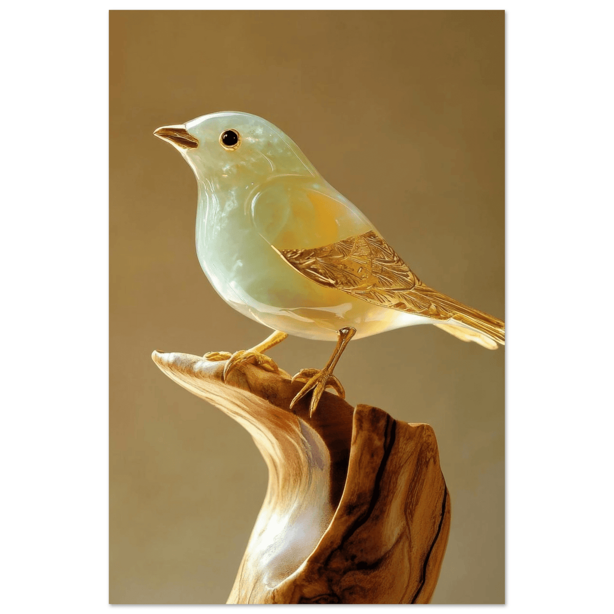 A small bird sitting on top of a wooden branch - Shop Ai Art WebShop - Digital Art online Store