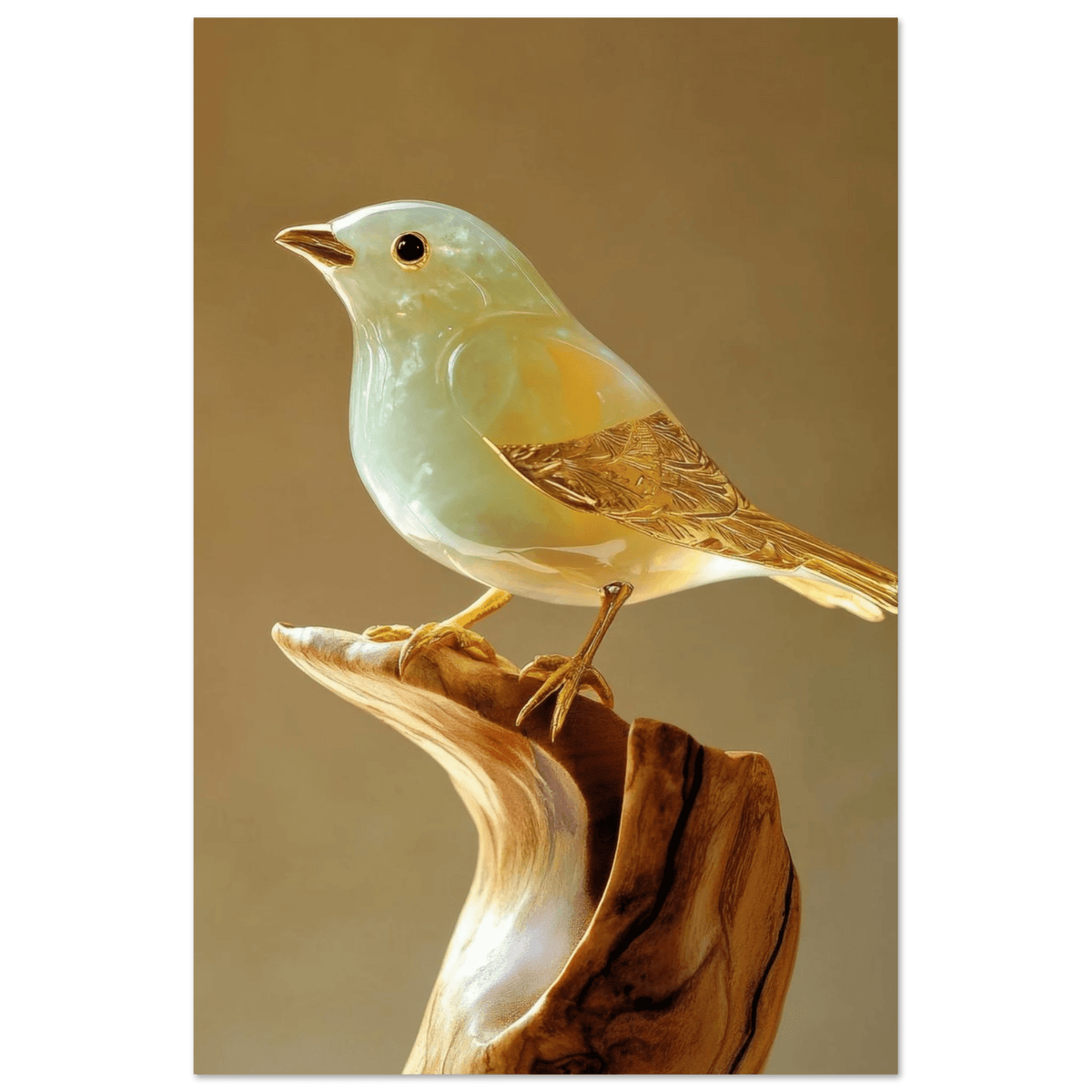 A small bird sitting on top of a wooden branch - Shop Ai Art WebShop - Digital Art online Store