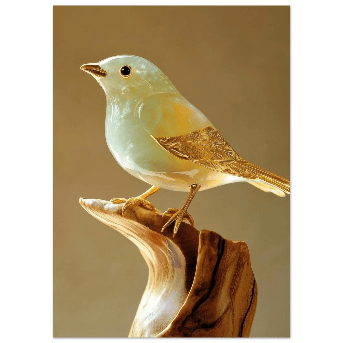 A small bird sitting on top of a wooden branch - Shop Ai Art WebShop - Digital Art online Store
