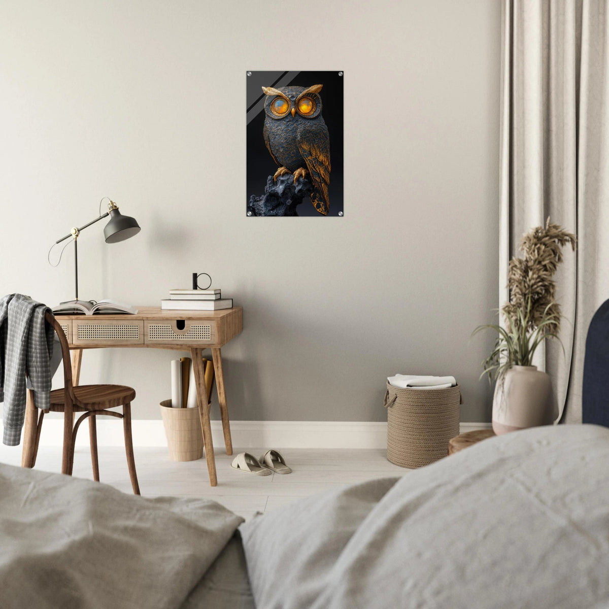 A Surreal owl with gold - Shop Ai Art WebShop - Digital Art online Store