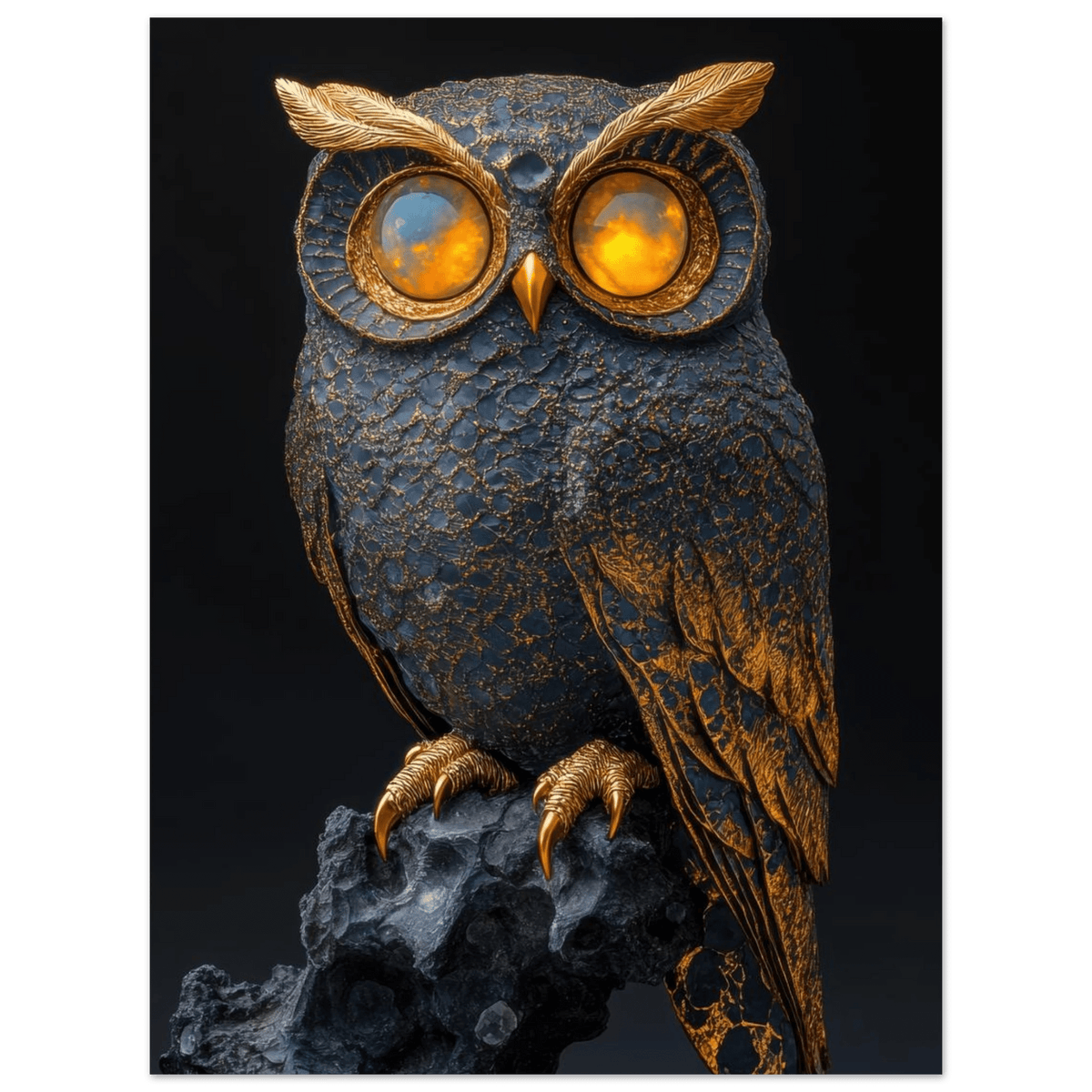 A Surreal owl with gold - Shop Ai Art WebShop - Digital Art online Store