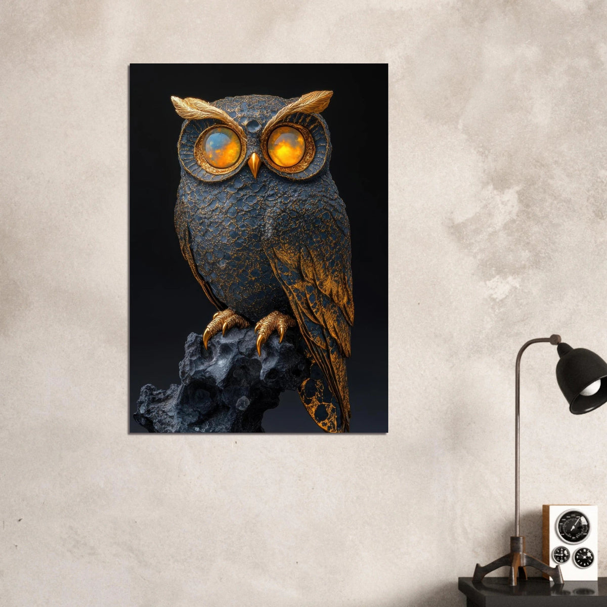 A Surreal owl with gold - Shop Ai Art WebShop - Digital Art online Store