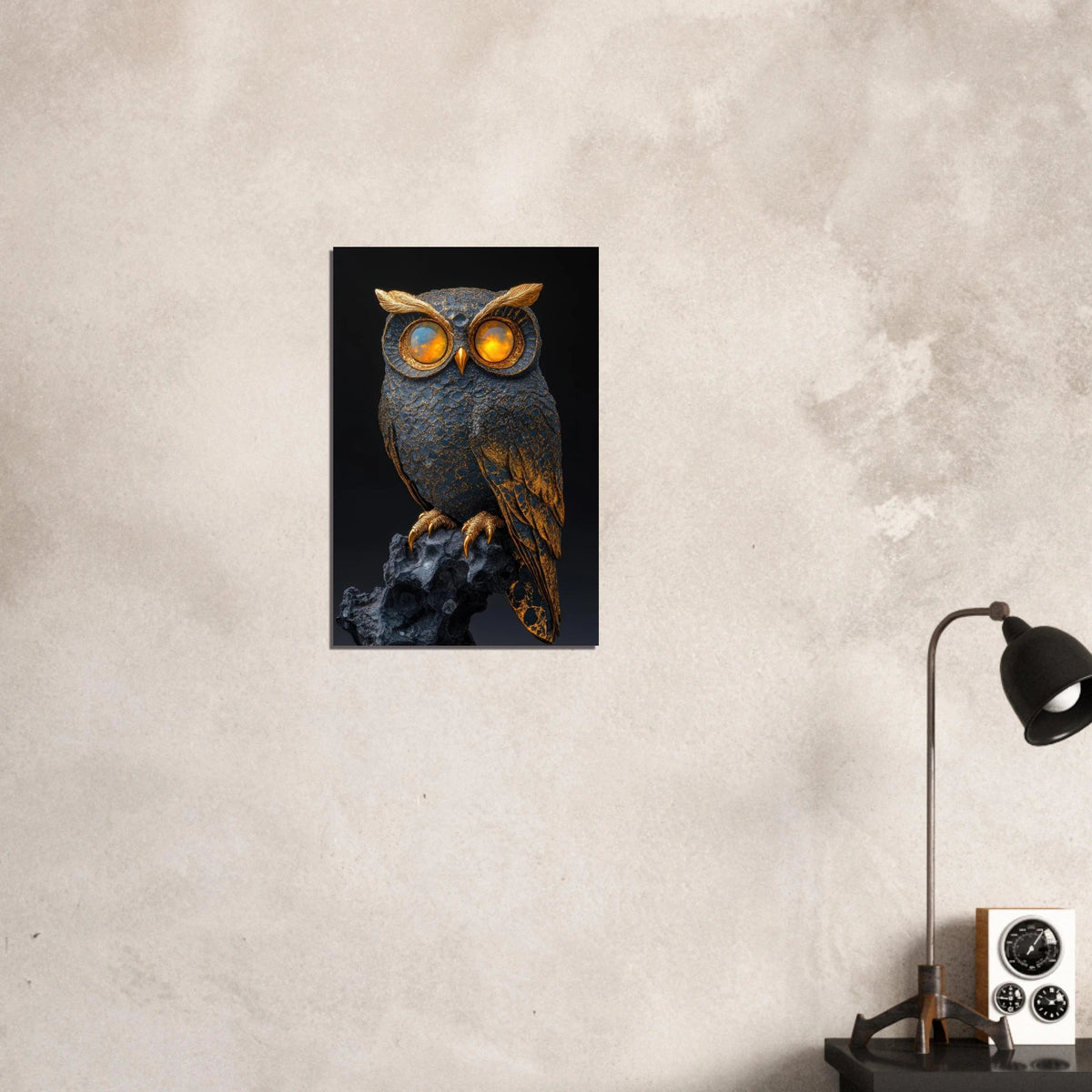 A Surreal owl with gold - Shop Ai Art WebShop - Digital Art online Store