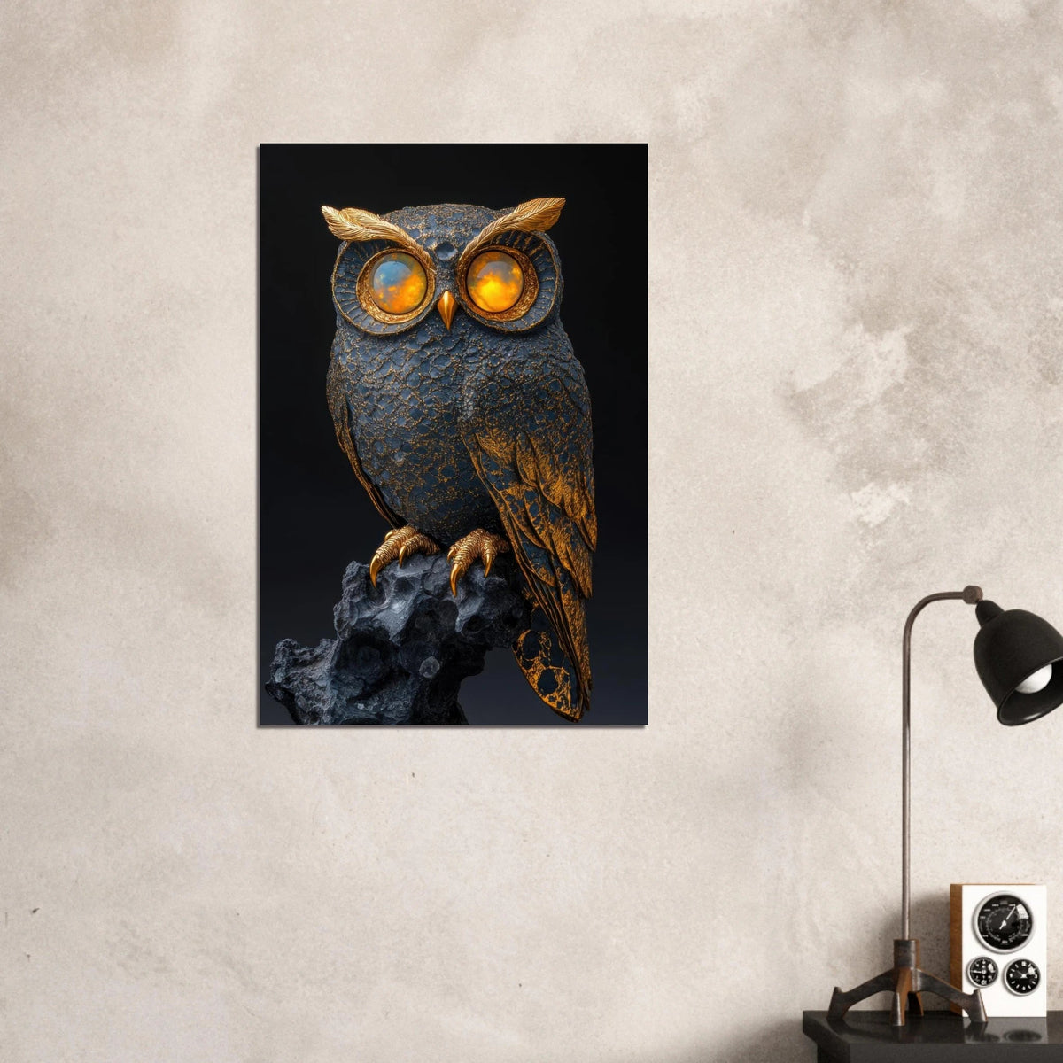 A Surreal owl with gold - Shop Ai Art WebShop - Digital Art online Store