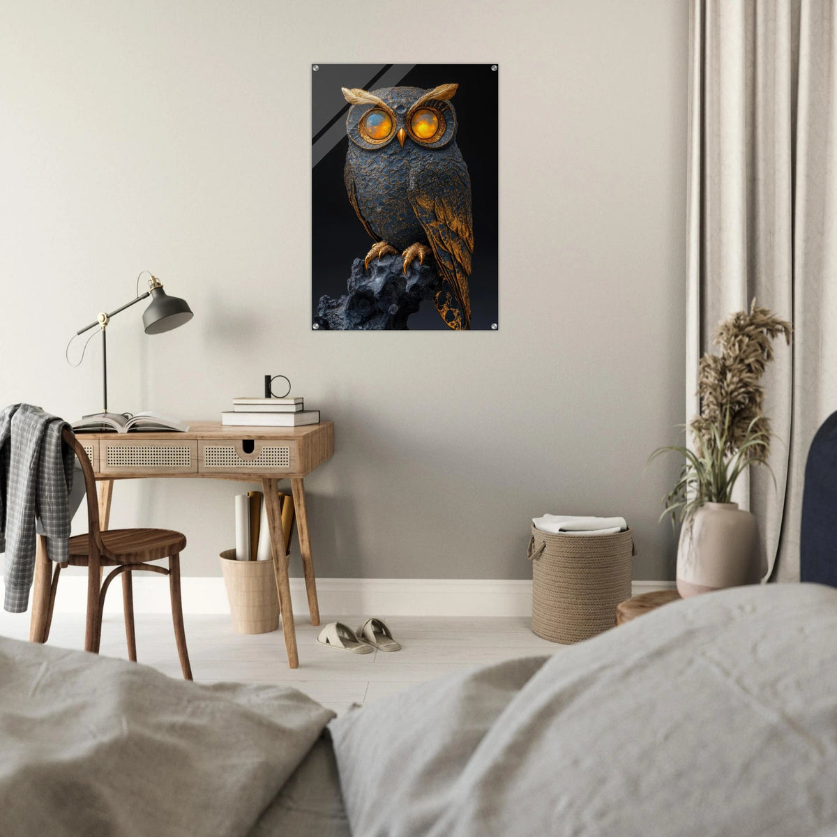 A Surreal owl with gold - Shop Ai Art WebShop - Digital Art online Store