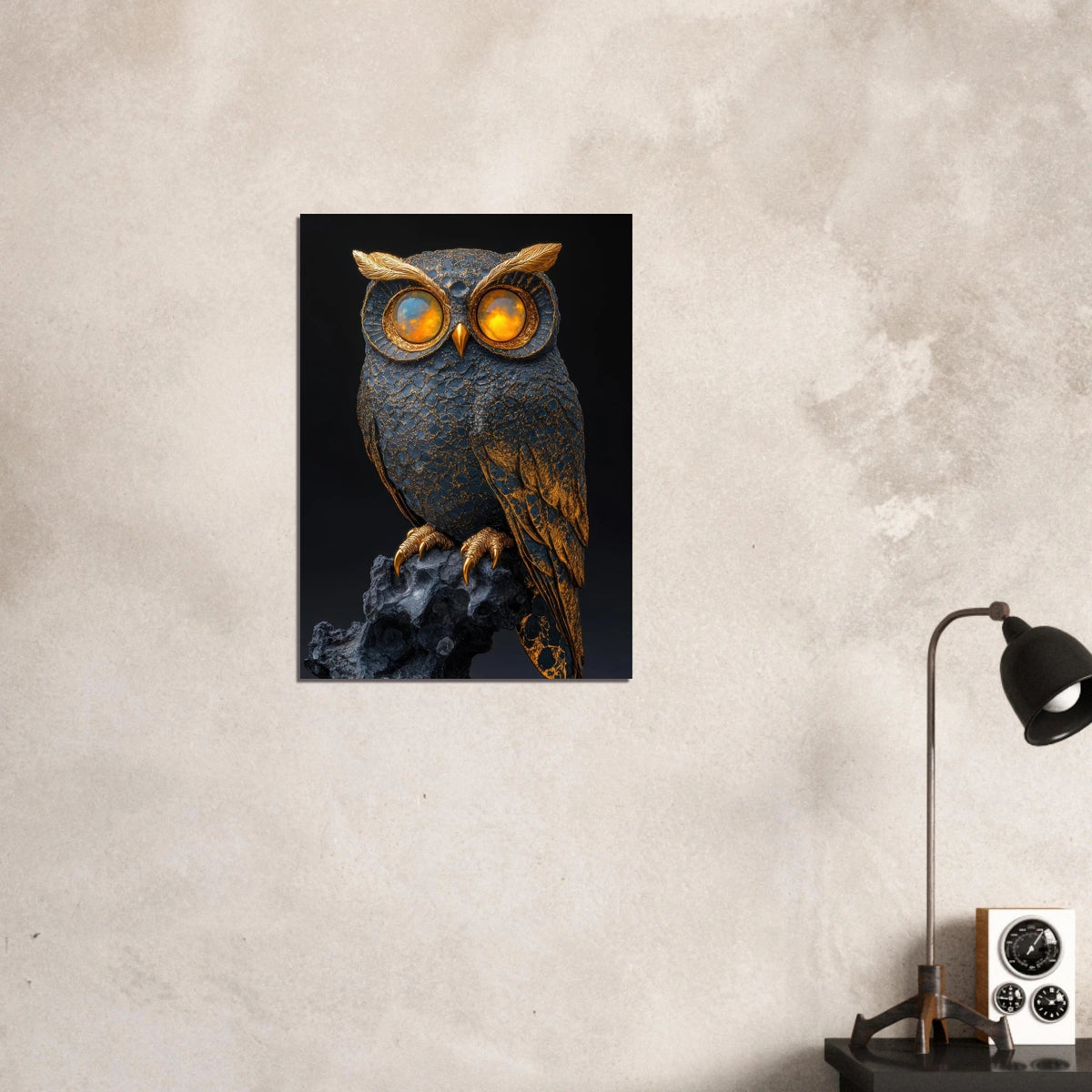 A Surreal owl with gold - Shop Ai Art WebShop - Digital Art online Store