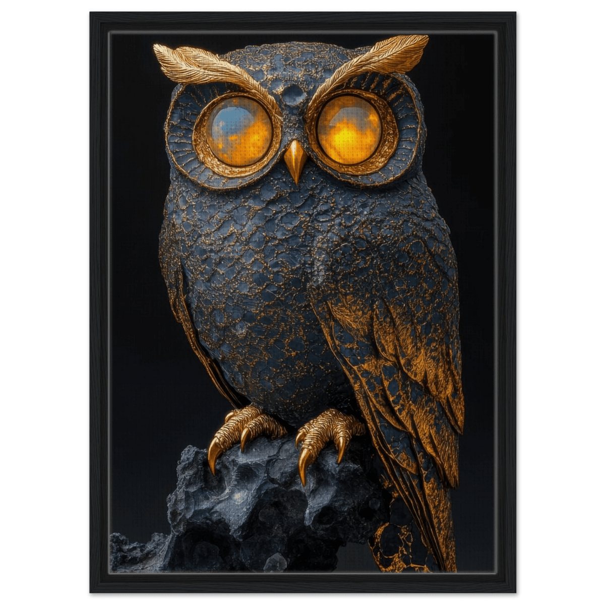 A Surreal owl with gold - Shop Ai Art WebShop - Digital Art online Store