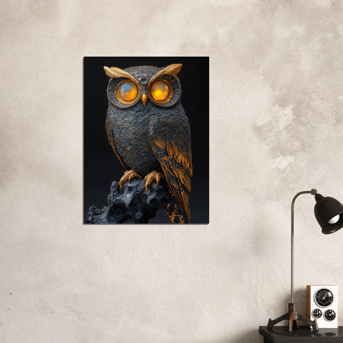 A Surreal owl with gold - Shop Ai Art WebShop - Digital Art online Store