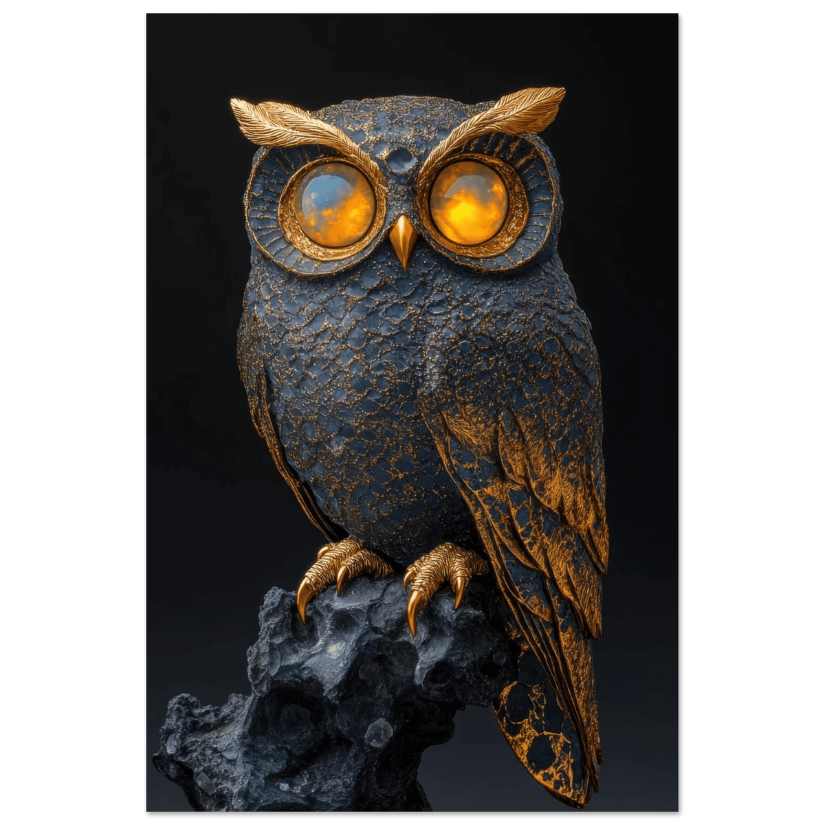 A Surreal owl with gold - Shop Ai Art WebShop - Digital Art online Store