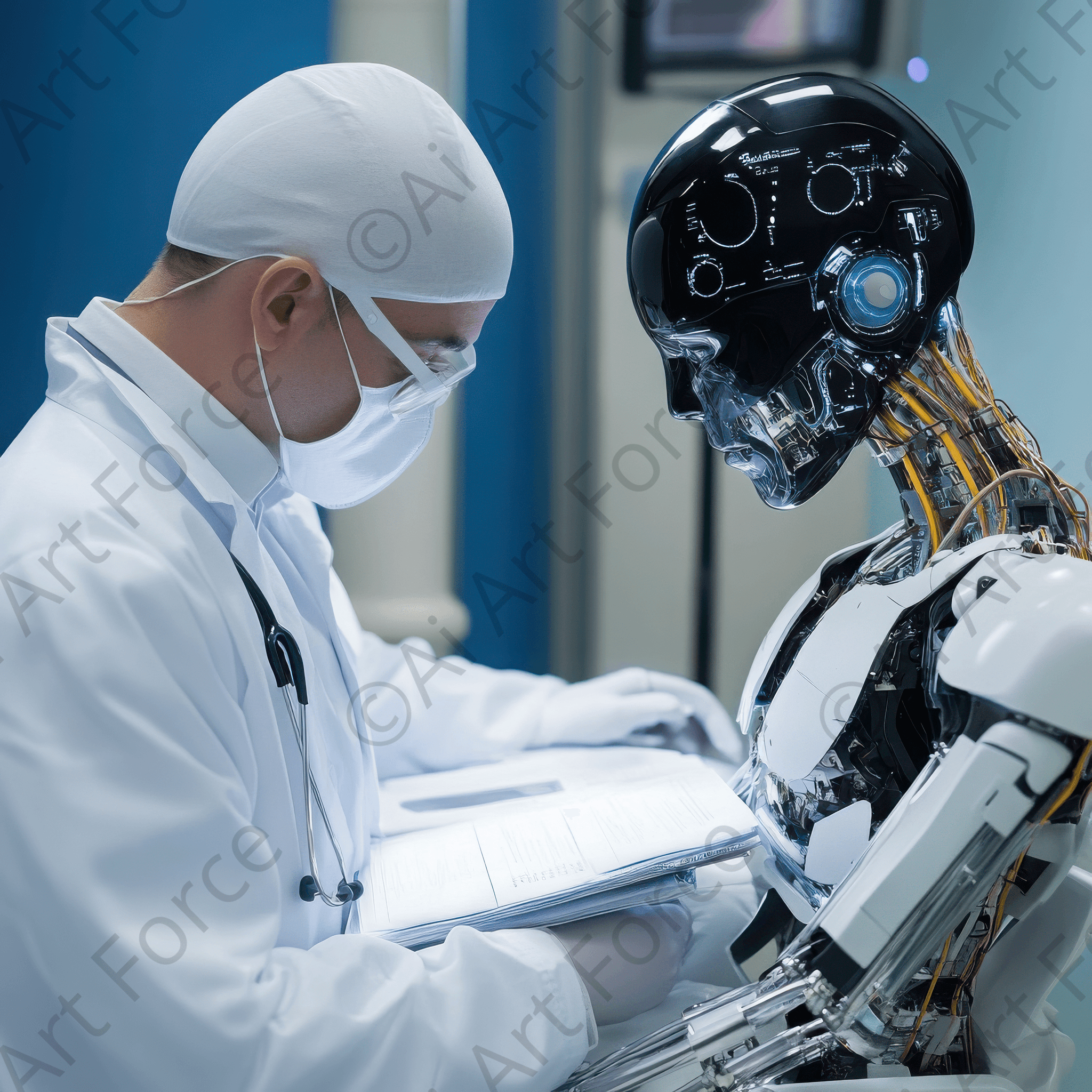 Digital Ai Artwork, of AI in healthcare Can machines surpass human doctors, ideal for art enthusiasts and collectors.