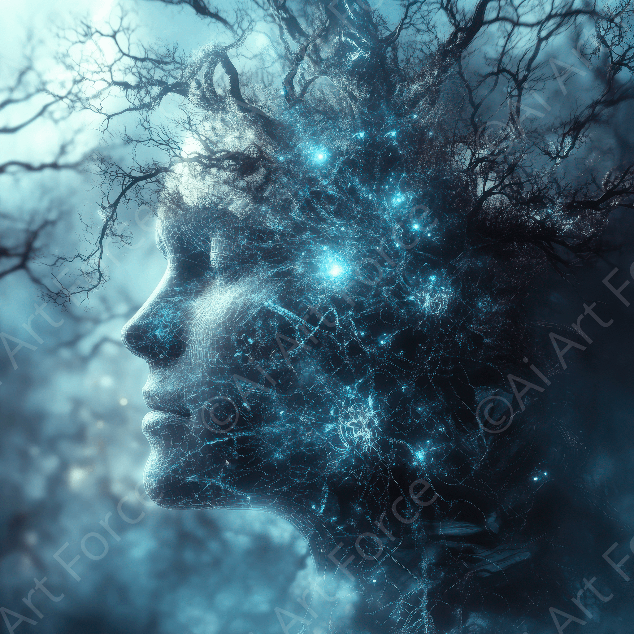 Digital Ai Artwork, of Embodied vs. Digital Spiritual Growth 3, ideal for art enthusiasts and collectors.