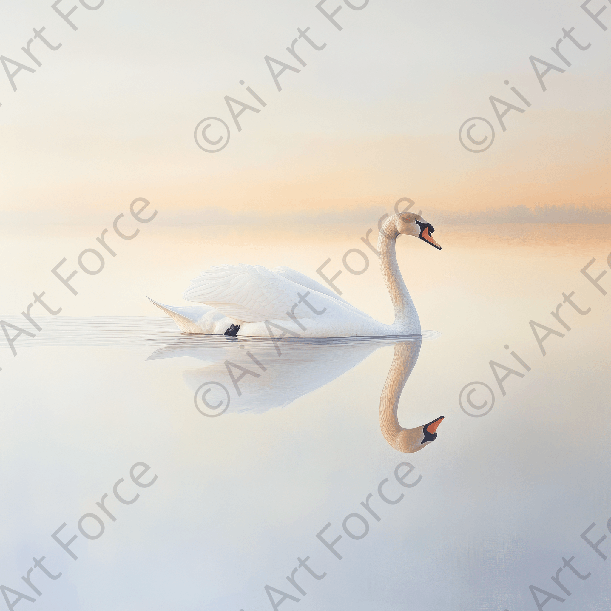 Digital Ai Artwork, of Graceful Swan on a Serene Lake 3, ideal for art enthusiasts and collectors.