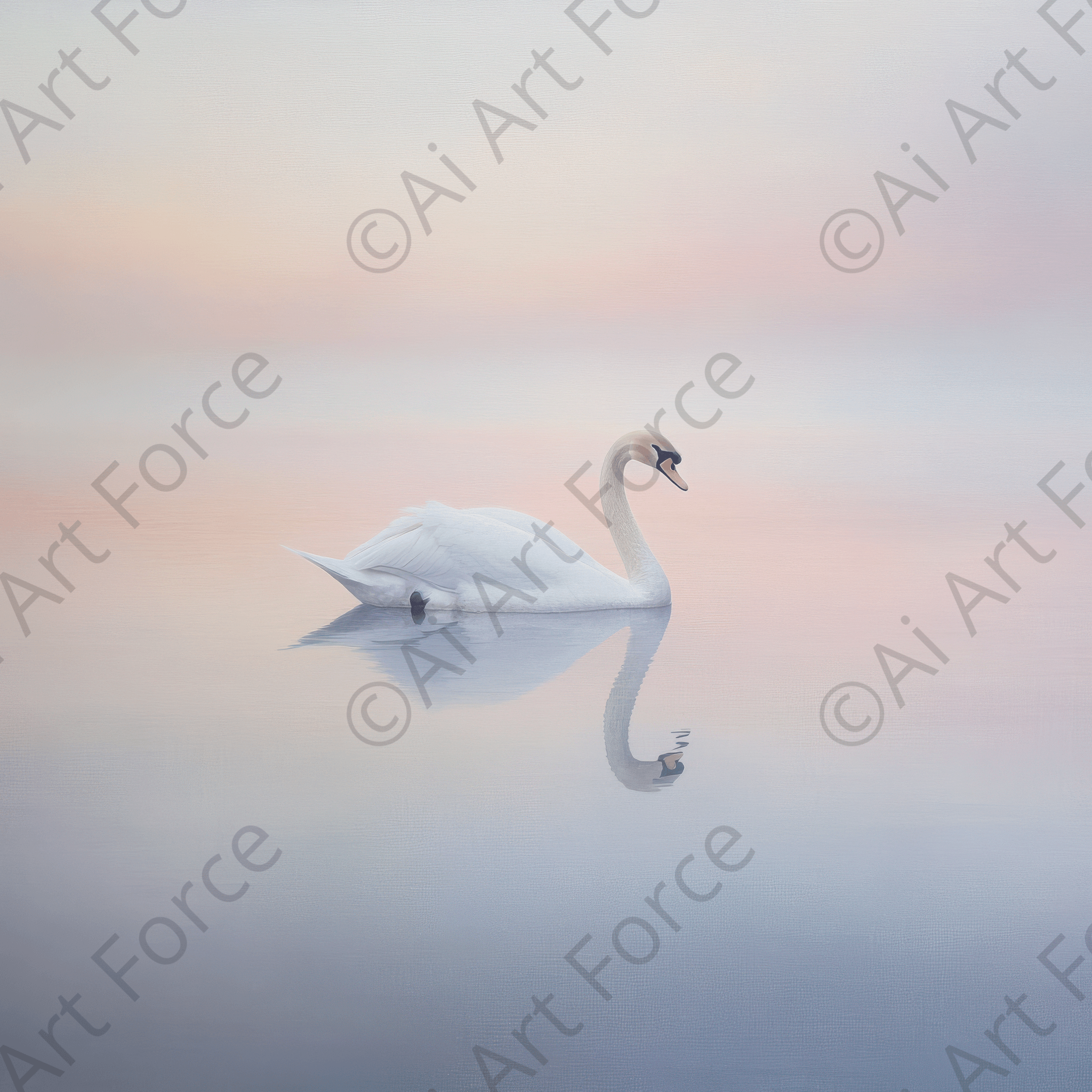 Digital Ai Artwork, of Graceful Swan on a Serene Lake, ideal for art enthusiasts and collectors.