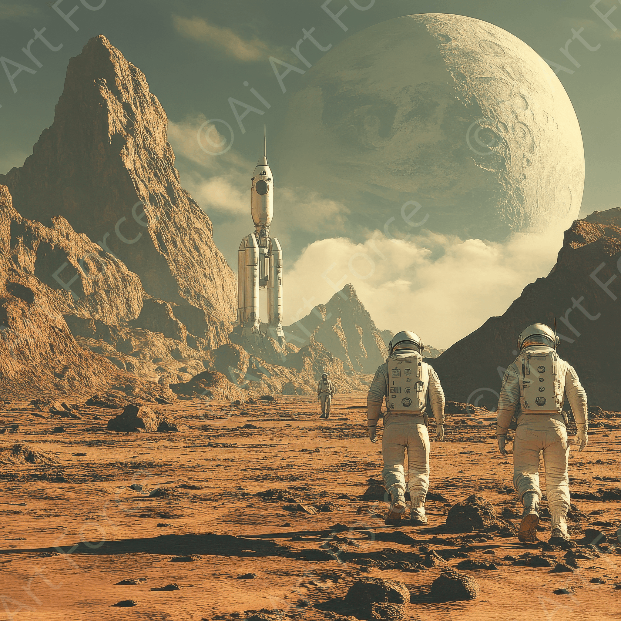 Digital Ai Artwork, of How would different cultures adapt to life on other planet, ideal for art enthusiasts and collectors.