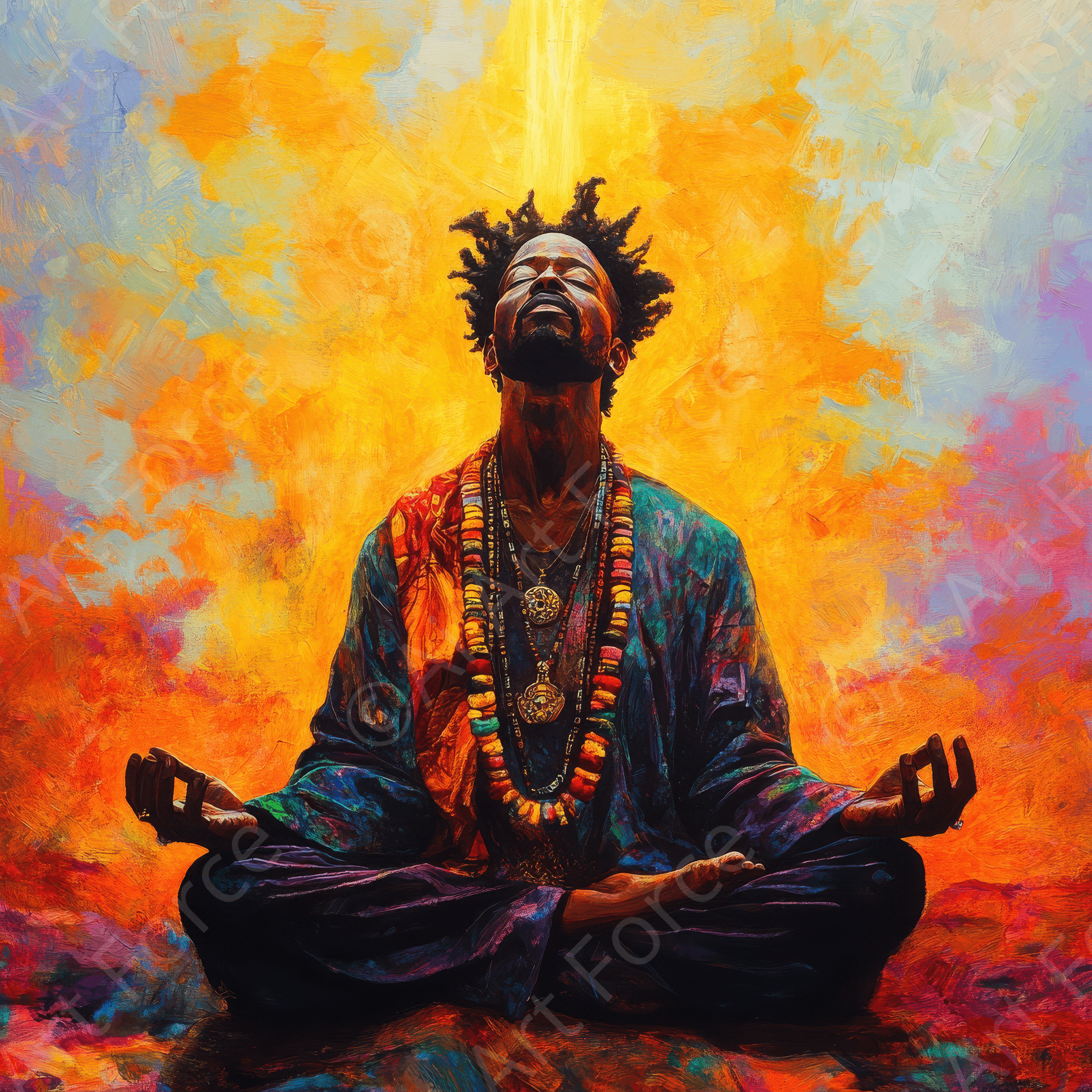 Digital Ai Artwork, of Spiritual Leader in Practicing Greatness, ideal for art enthusiasts and collectors.