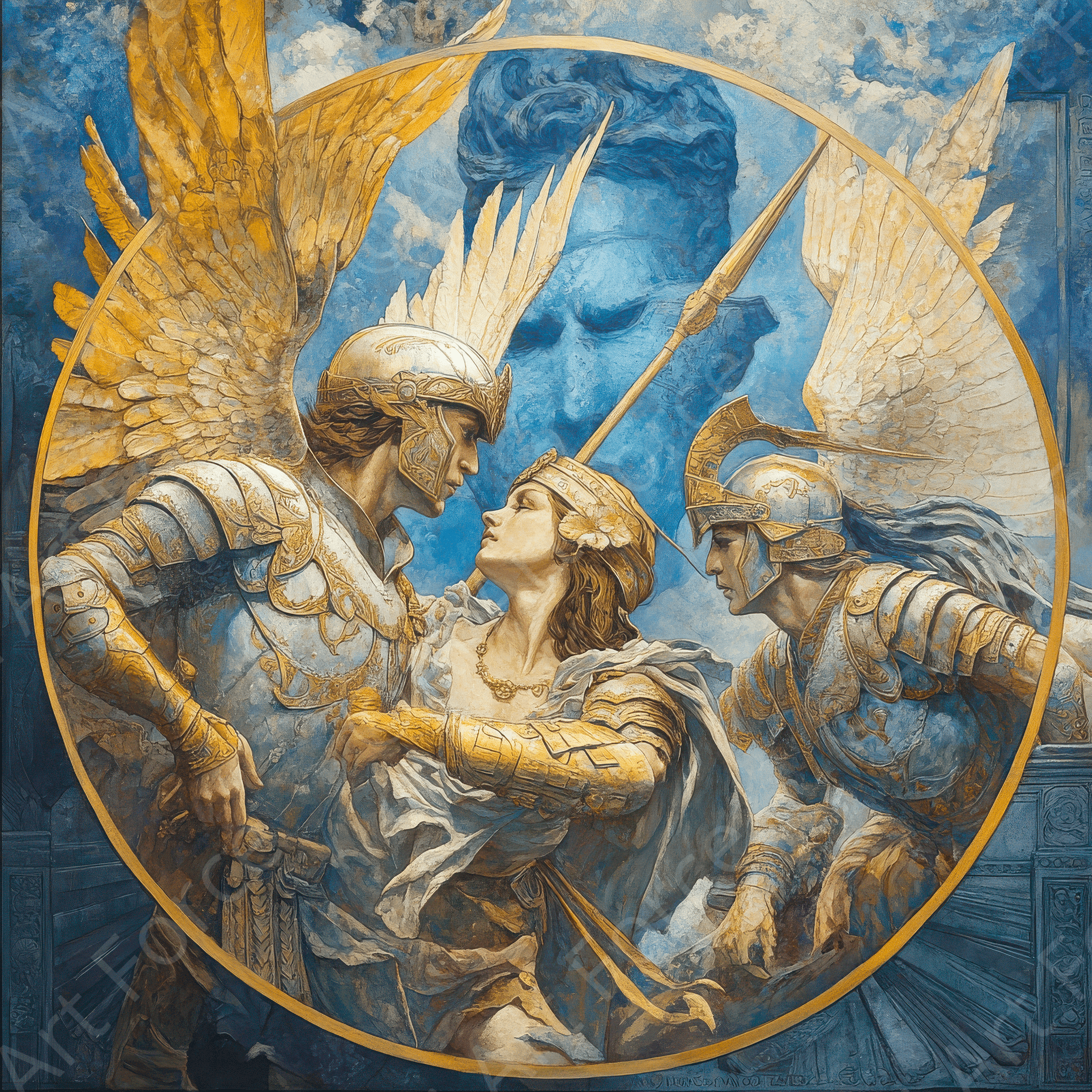 Digital Ai Artwork, of The Birth of Athena from Zeus Head 4, ideal for art enthusiasts and collectors.