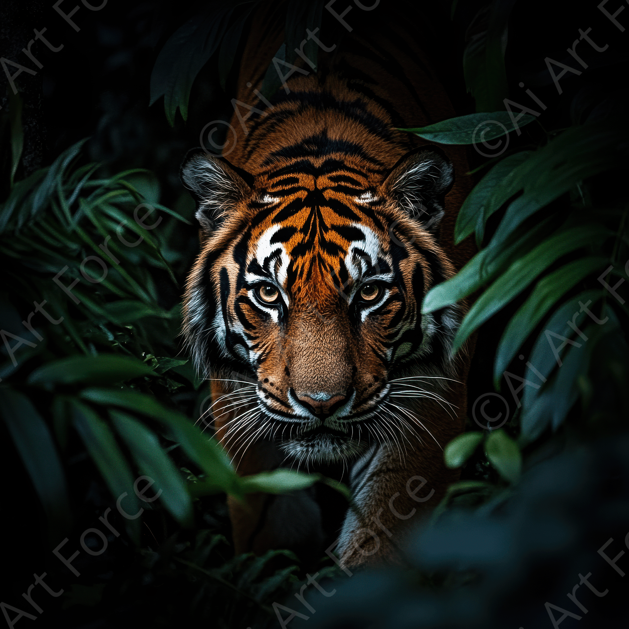 Digital Ai Artwork, of The Majestic Tiger in the Wild 3, ideal for art enthusiasts and collectors.