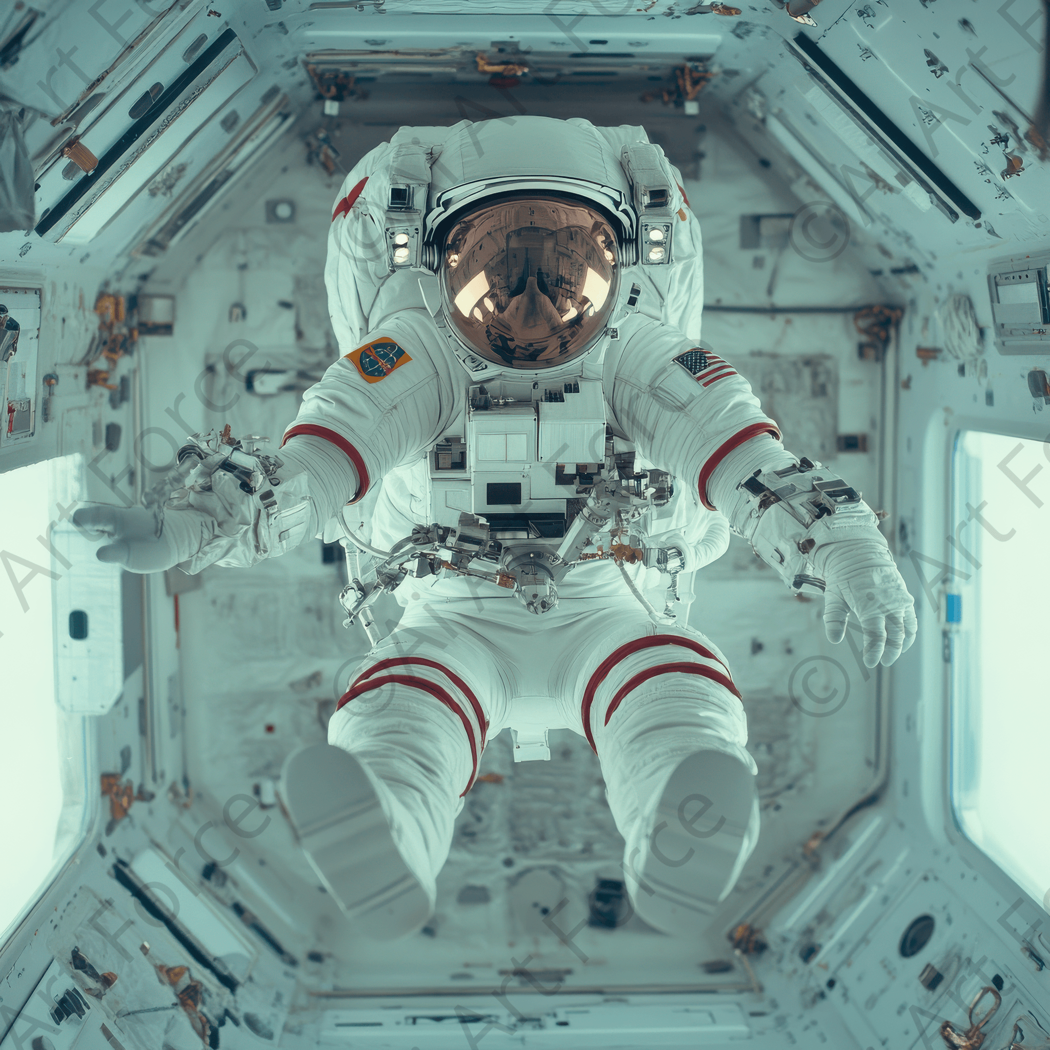 Digital Ai Artwork, of The impact of zero-gravity environments on humans 2, ideal for art enthusiasts and collectors.