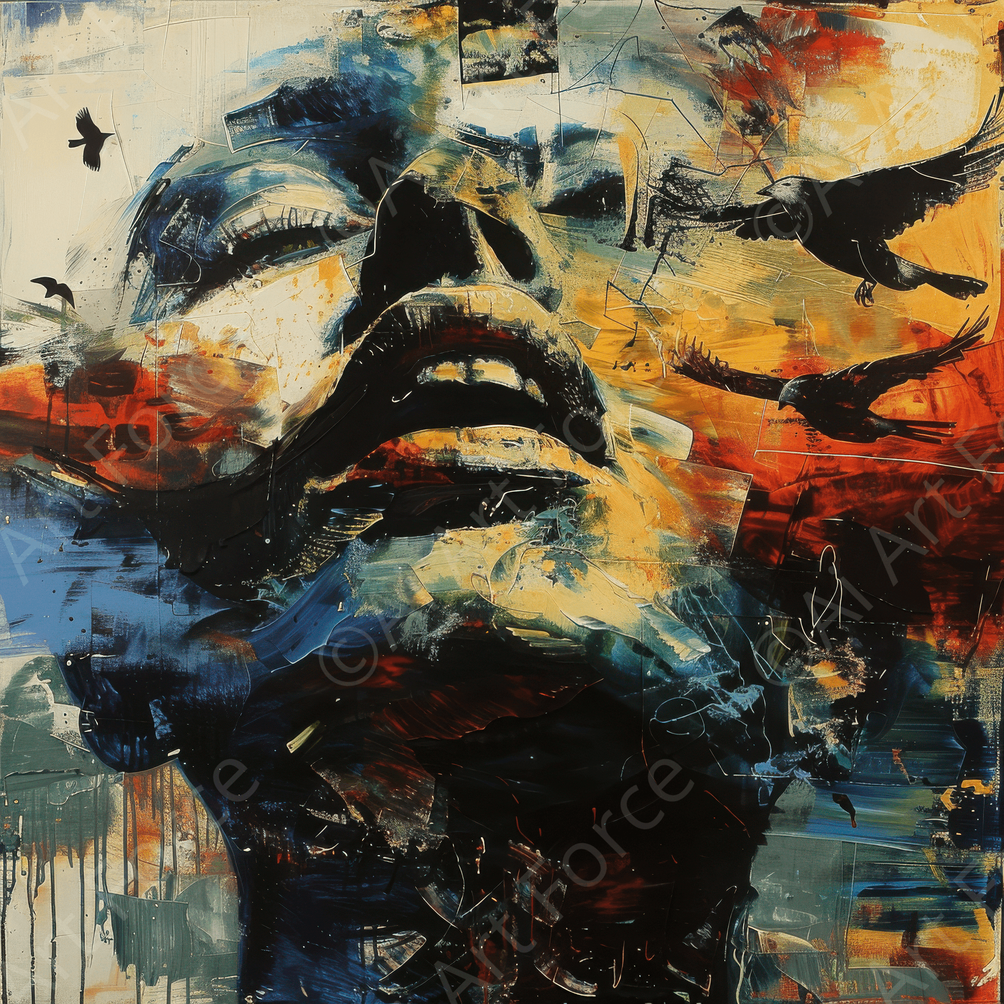 Digital Ai Artwork, of Expresionism man ruling the world according to women, ideal for art enthusiasts and collectors.