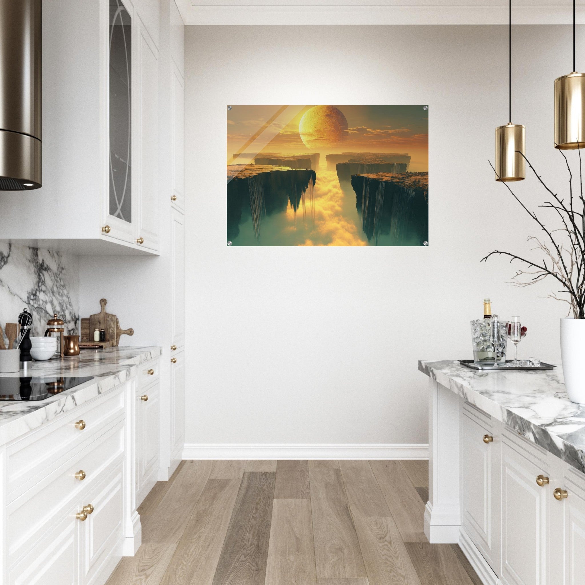 Acrylic Print Landscape - A vast dreamscape with levitating islands a mass 3 - Shop Ai Art WebShop - Digital Art online Store